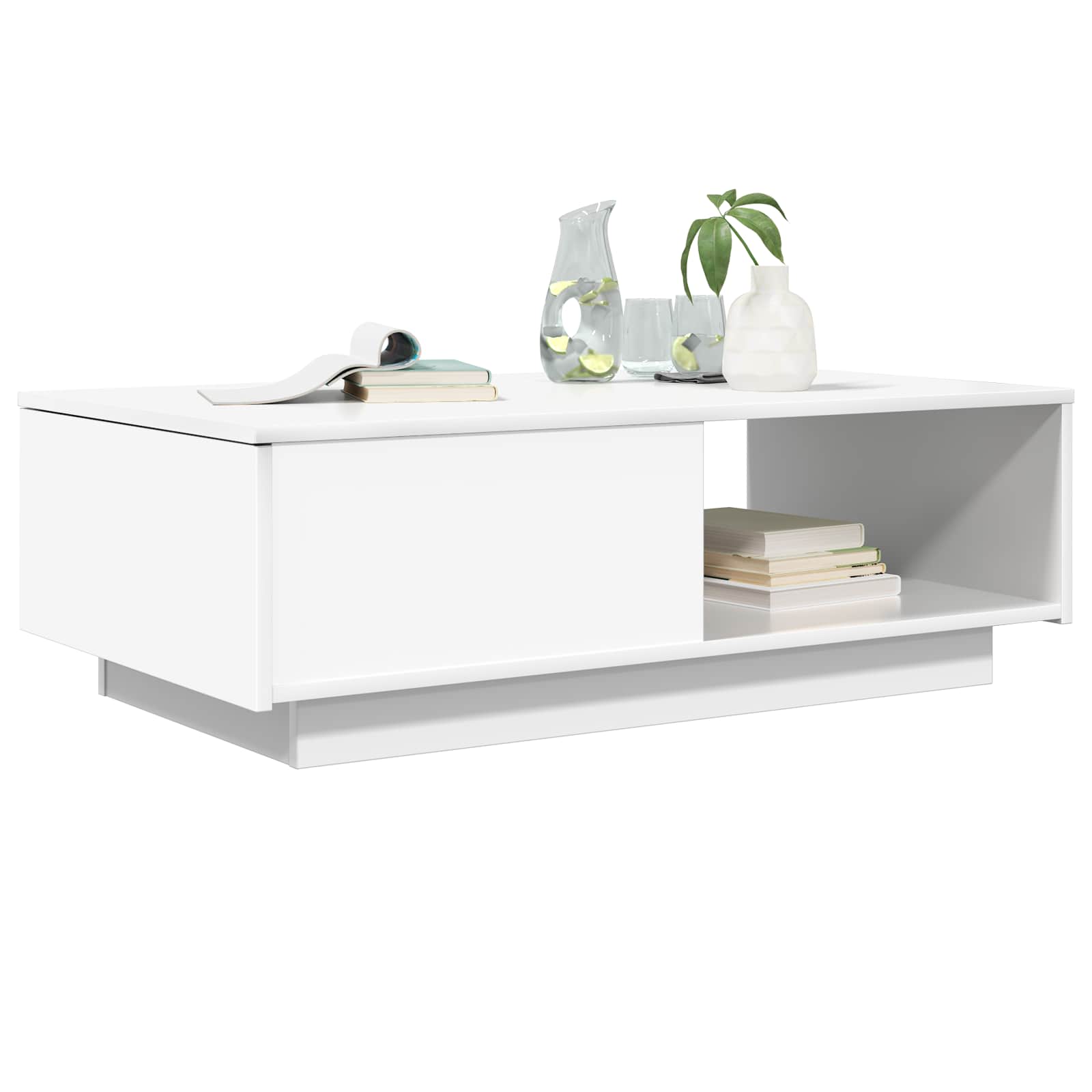 Coffee Table with Drawer White 95 x 55 x 31 cm Engineered Wood
