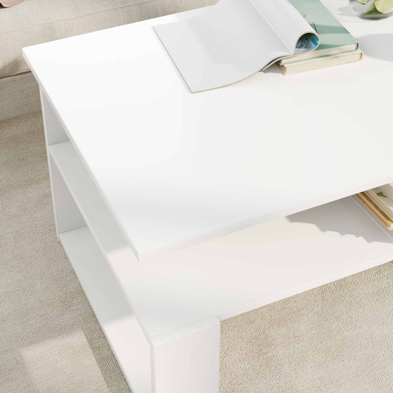 Coffee Table White 90 x 50 x 40 cm Engineered Wood