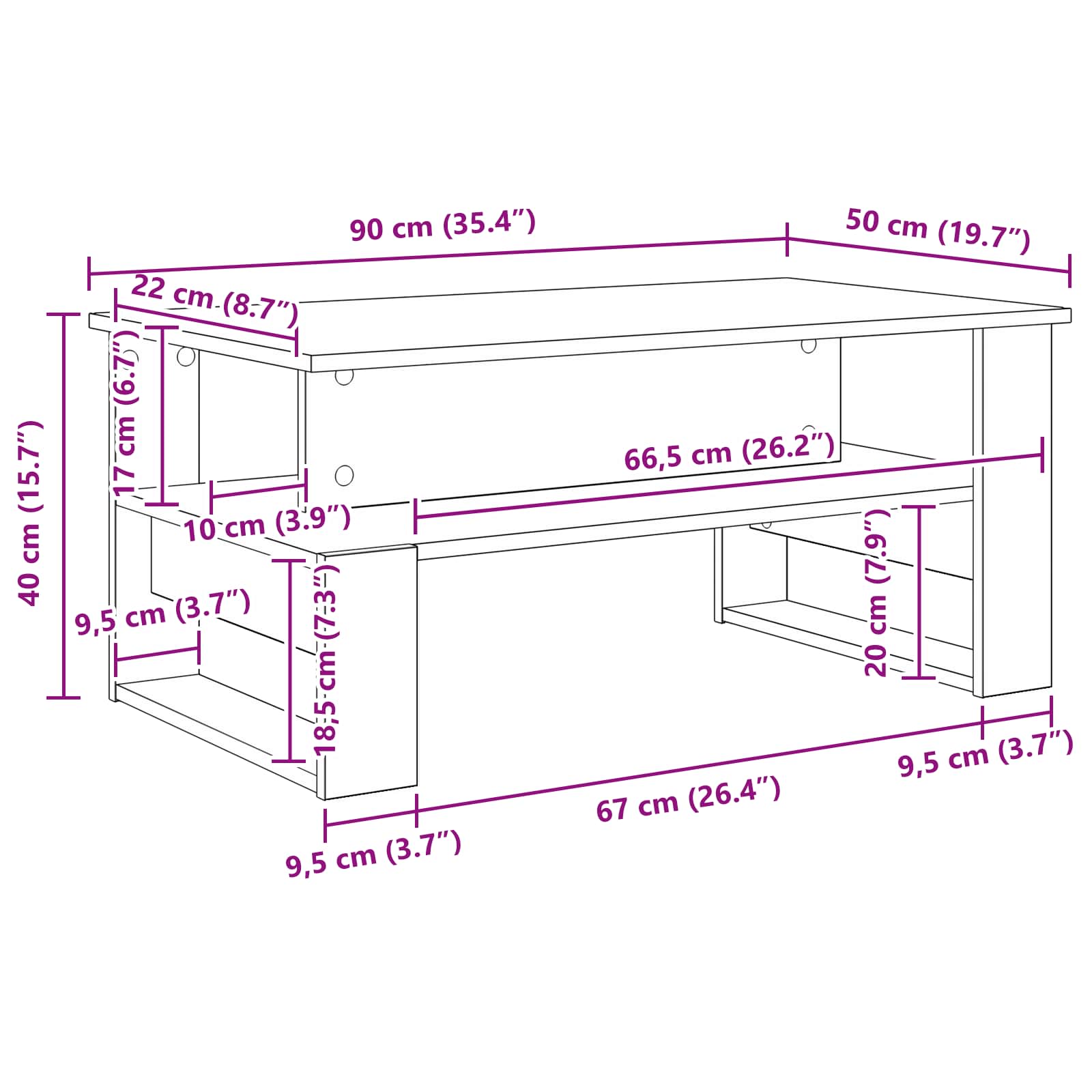 Coffee Table White 90 x 50 x 40 cm Engineered Wood