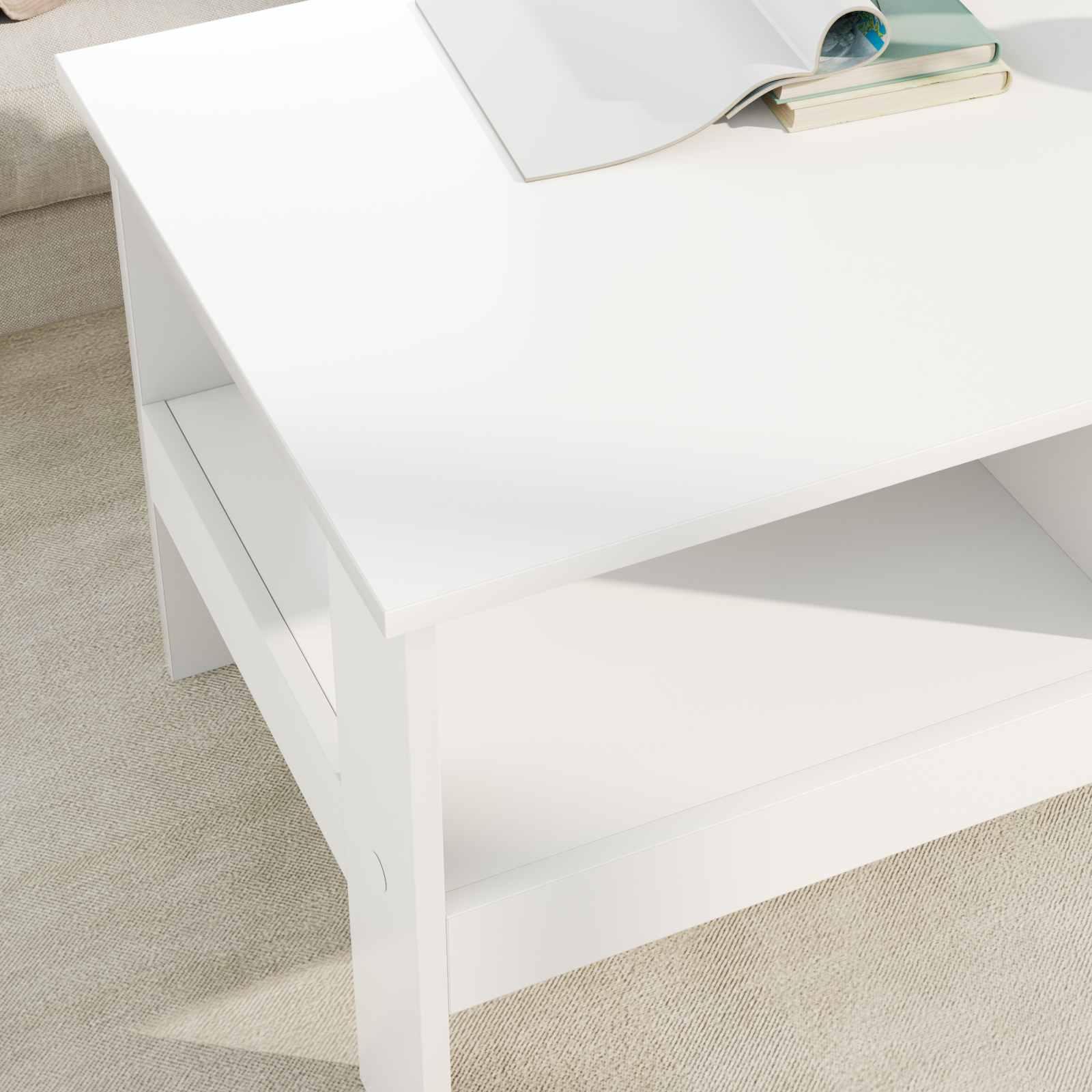 Coffee Table White 90 x 50 x 45 cm Engineered Wood