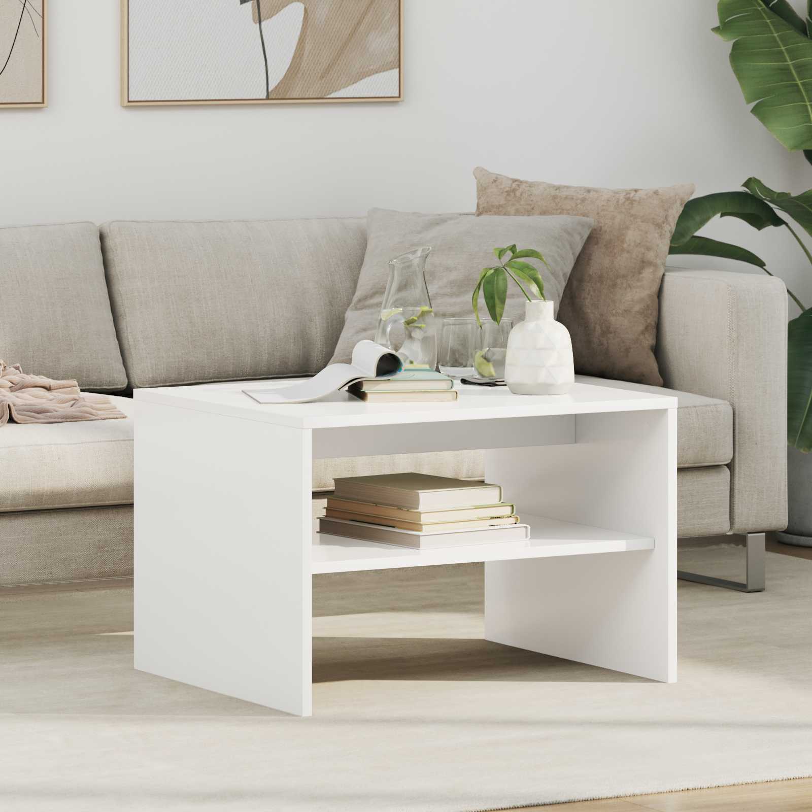 Coffee Table White 60 x 50 x 40 cm Engineered Wood