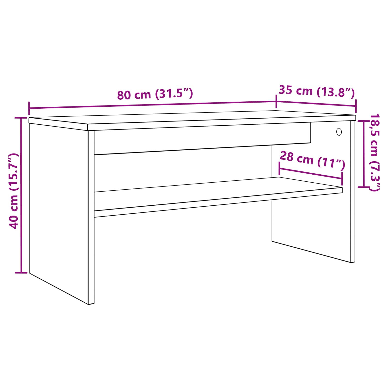 TV Cabinet 80 x 35 x 40 cm White Engineered Wood