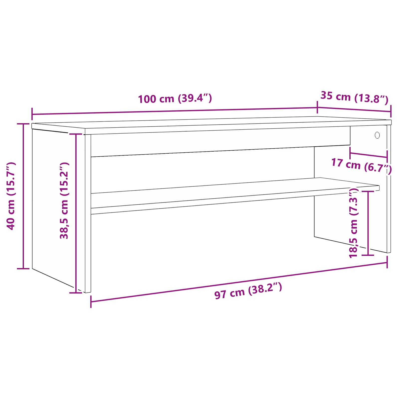 TV Cabinet 100 x 35 x 40 cm White Engineered Wood