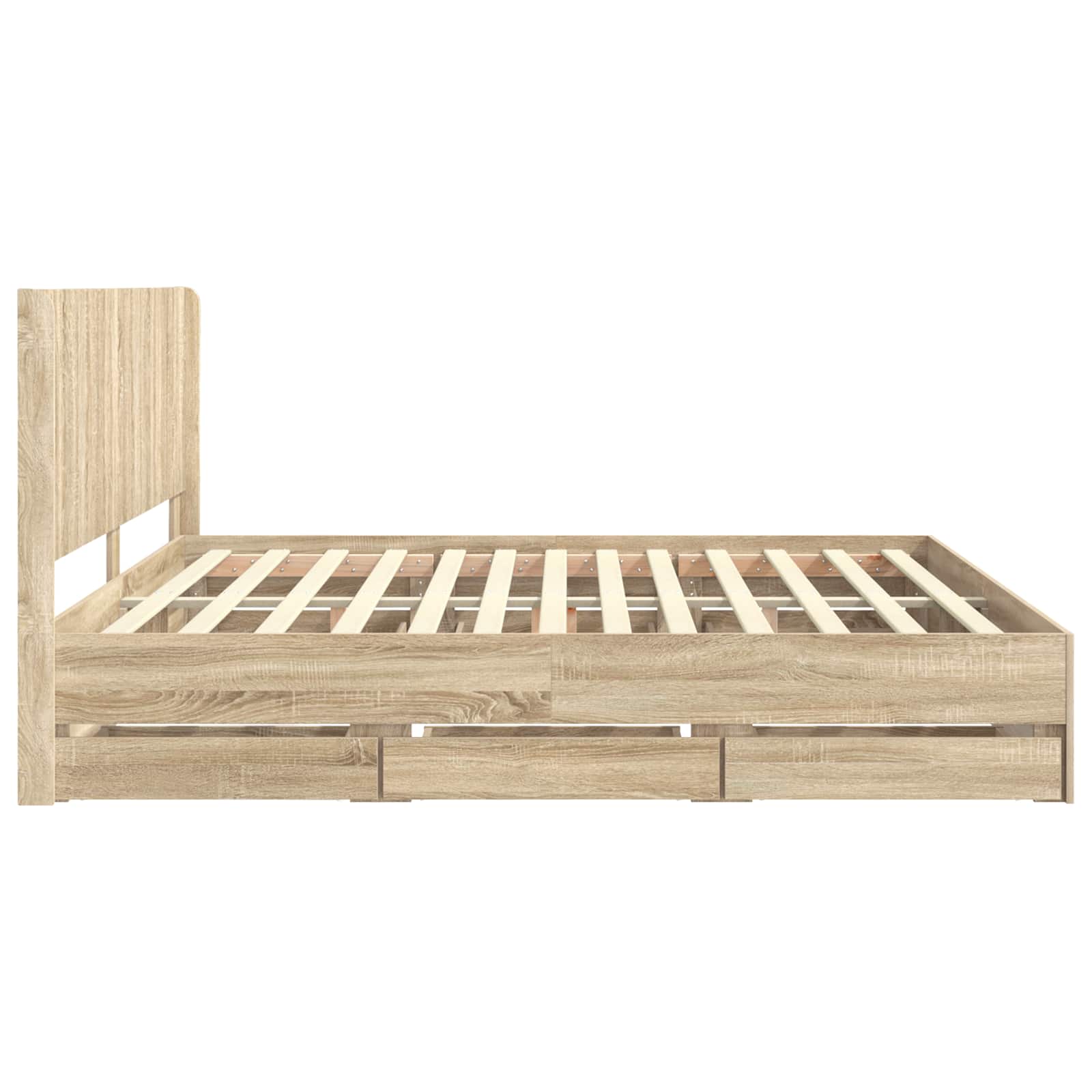 Bed Frame with Storage and Headboard Sonoma Oak 180 x 200 cm