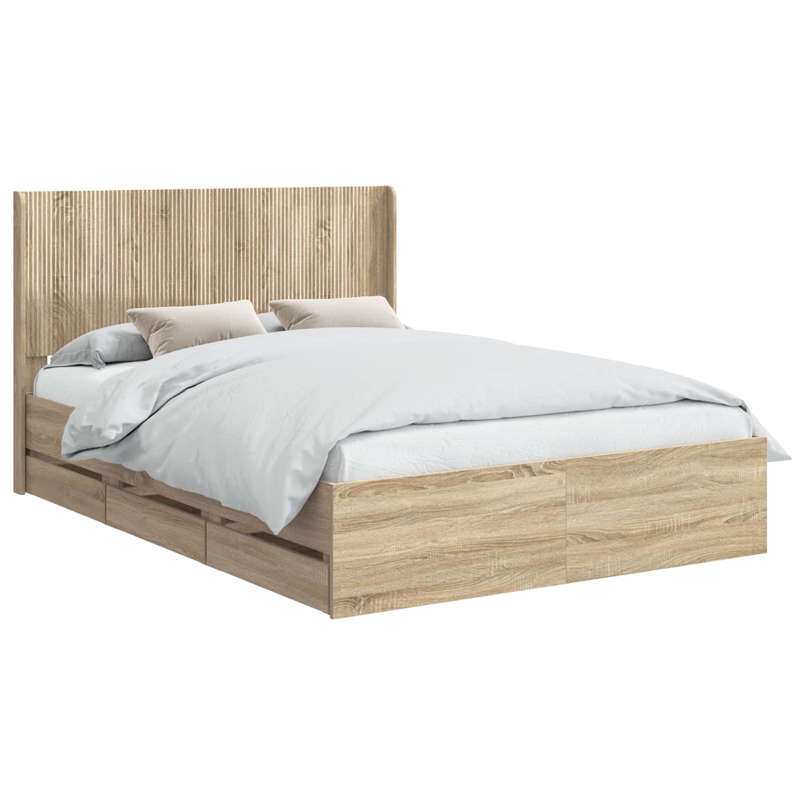 Bed Frame with Storage and Headboard Sonoma Oak 150 x 200 cm