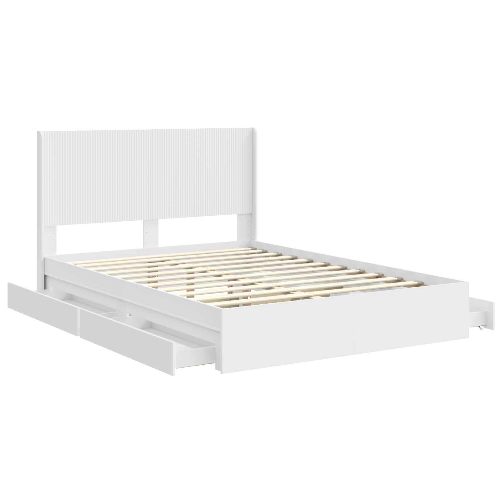 Bed Frame with Storage and Headboard White 150 x 200 cm
