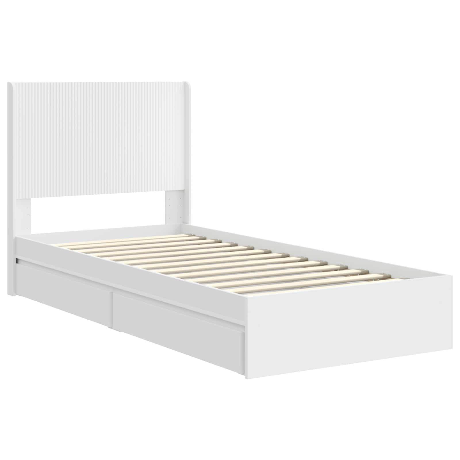 Bed Frame with Storage and Headboard White 90 x 190 cm