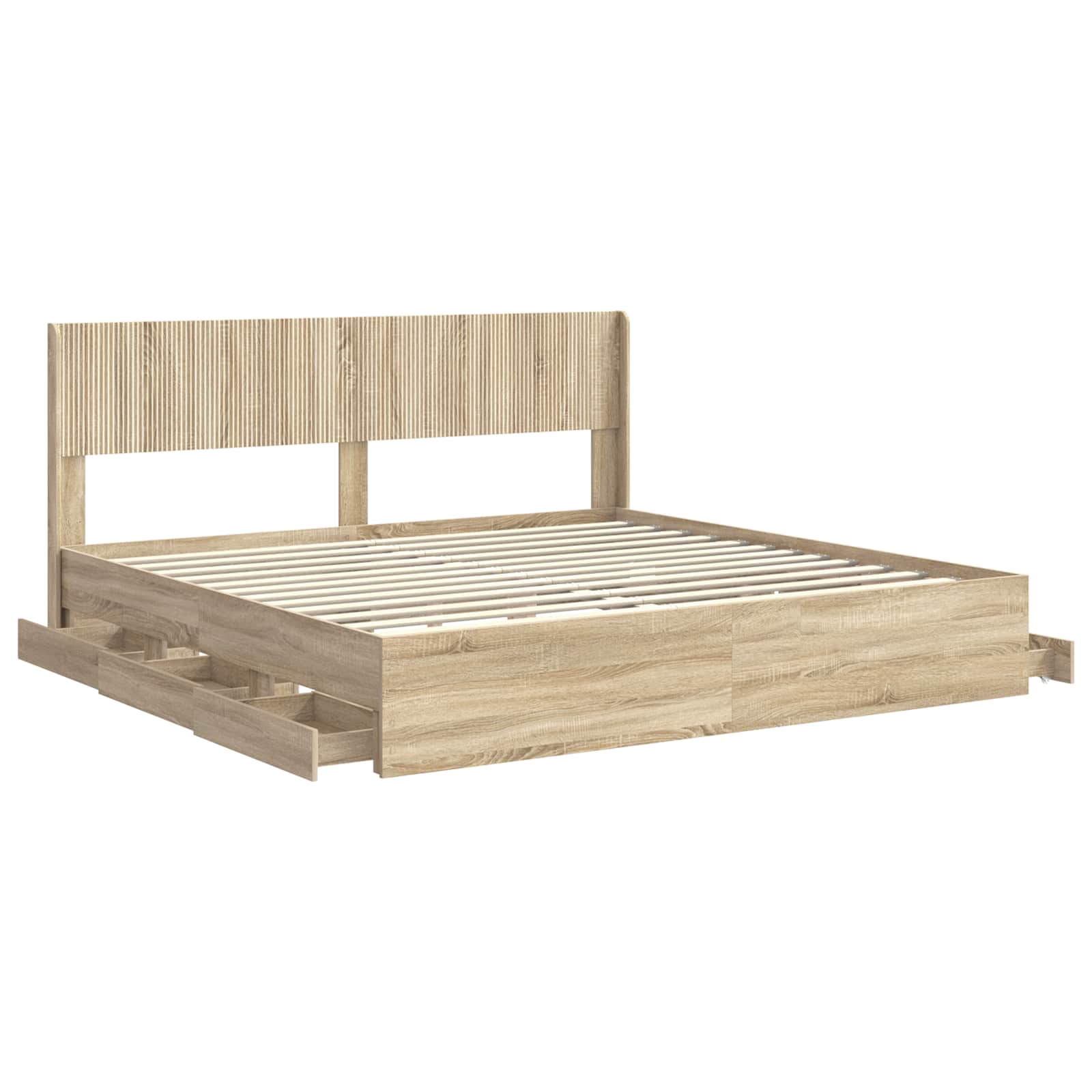 Bed Frame with Storage and Headboard Sonoma Oak 180 x 200 cm