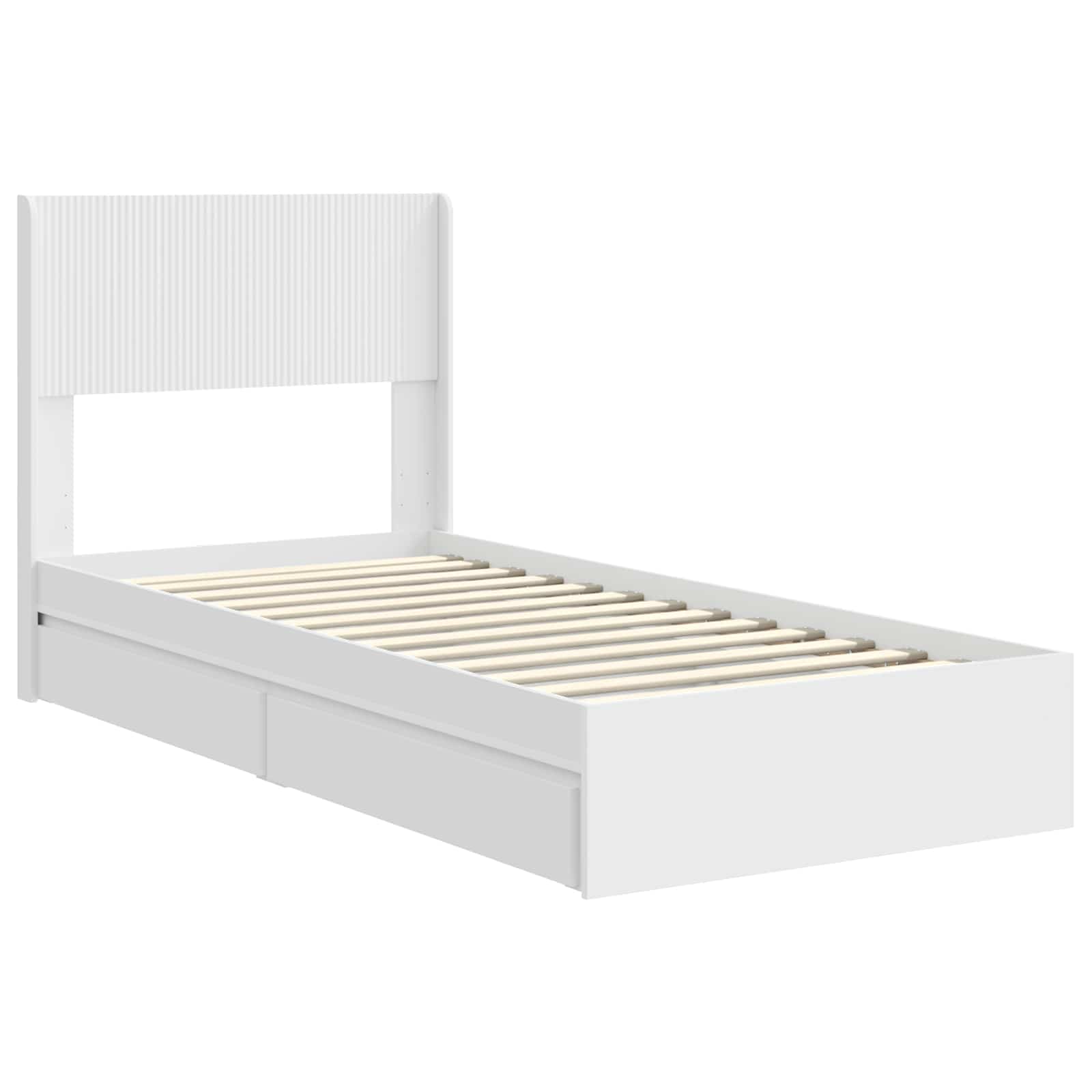 Bed Frame with Storage and Headboard White 90 x 190 cm