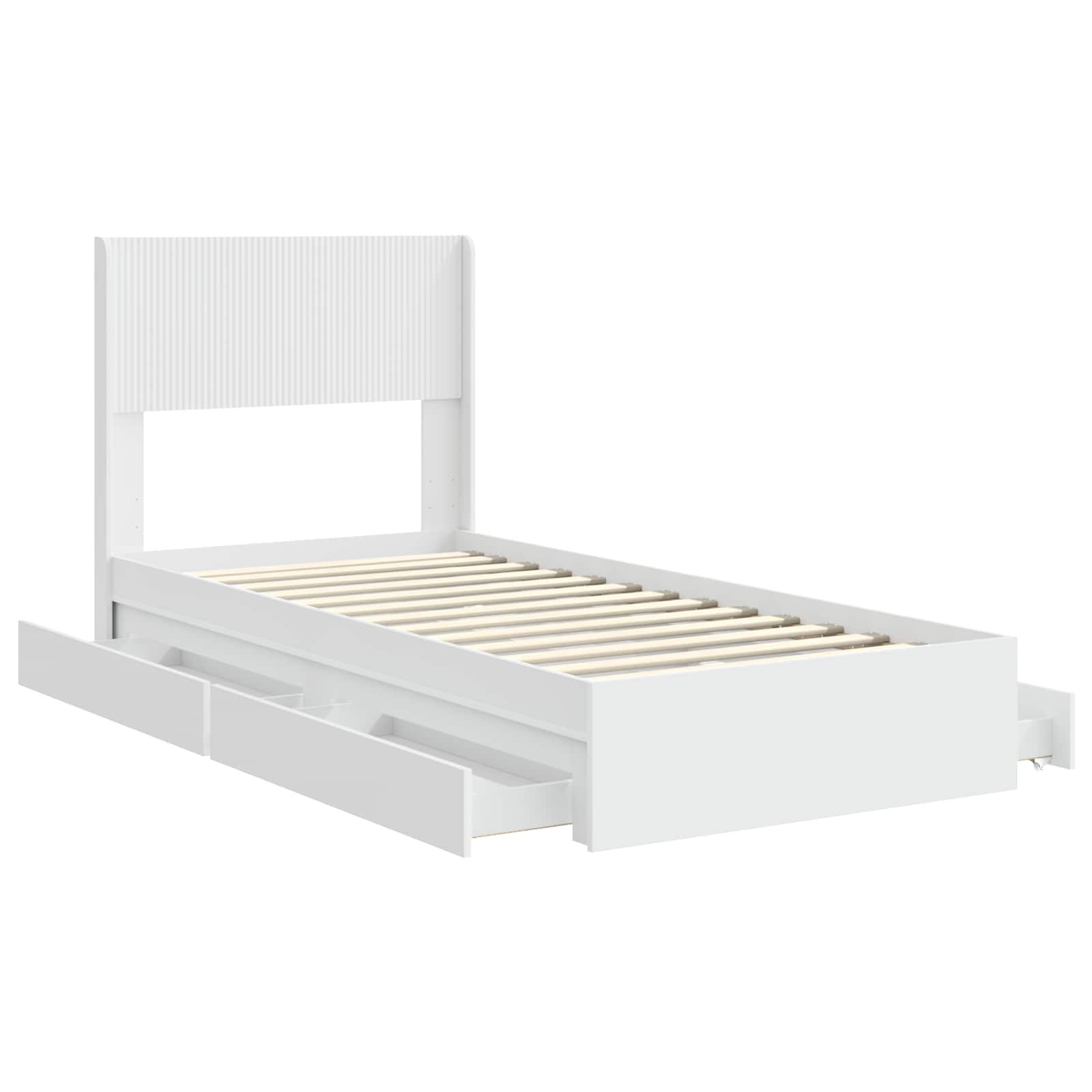 Bed Frame with Storage and Headboard White 90 x 190 cm