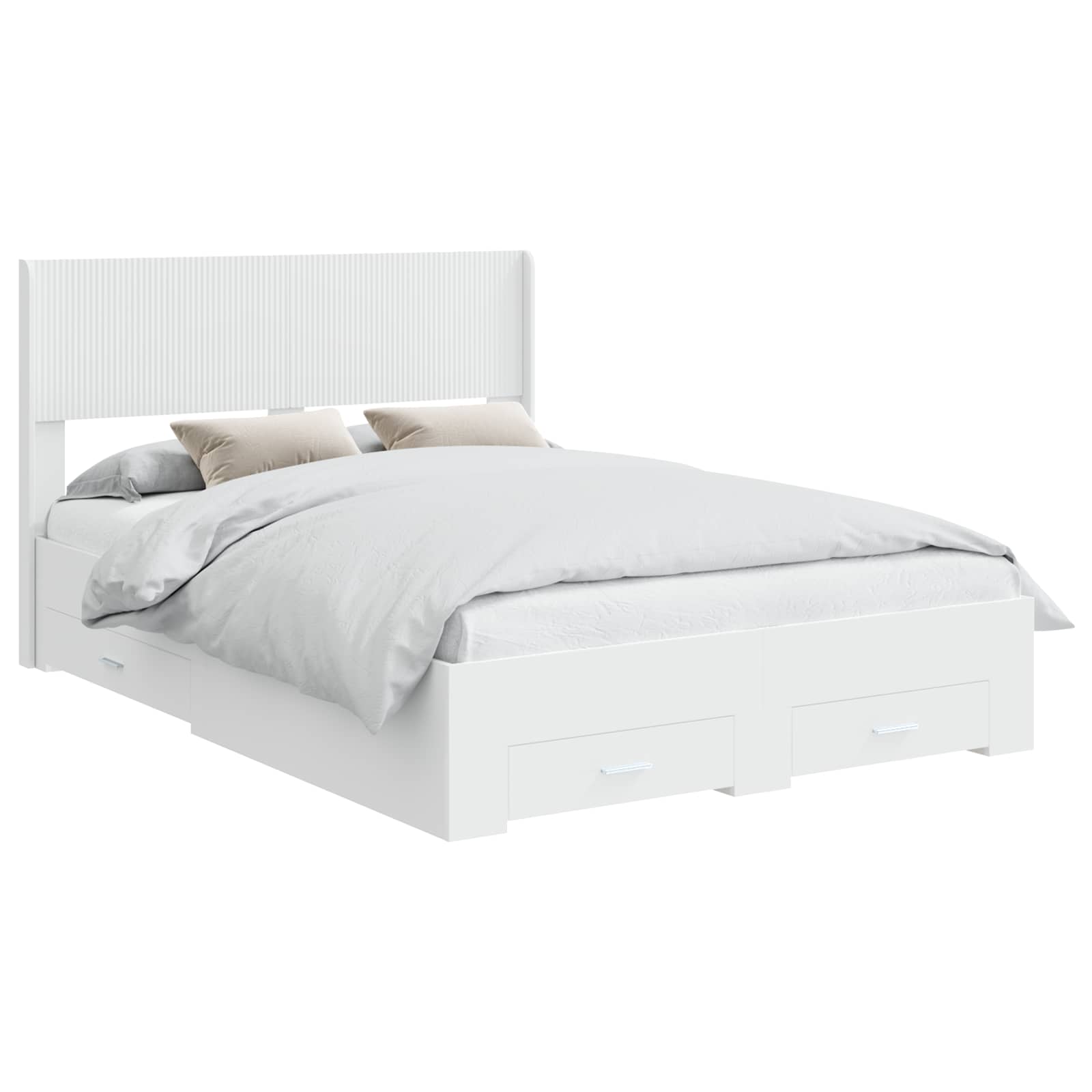 Bed Frame with Storage and Headboard White 150 x 200 cm