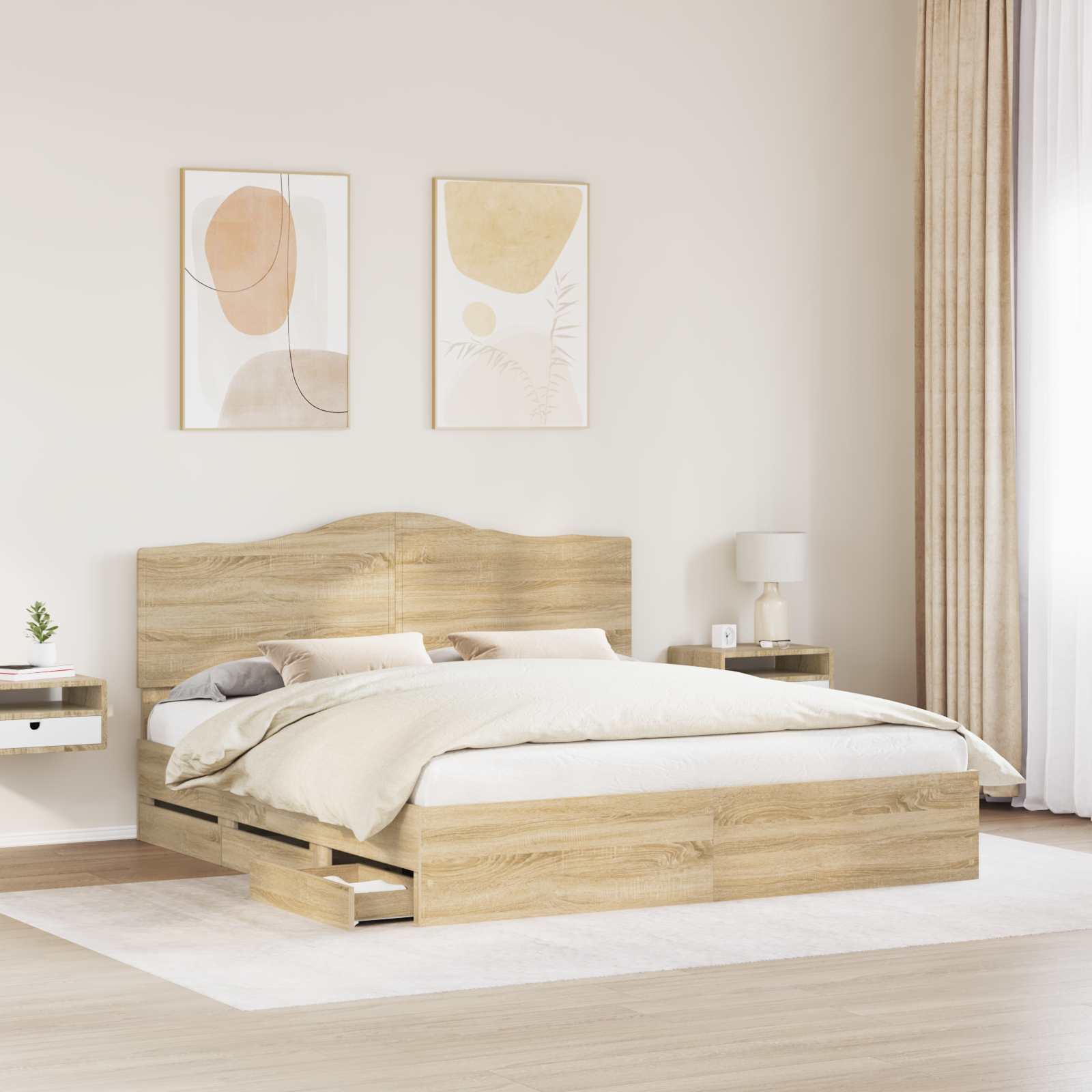 Bed Frame with Drawer Sonoma Oak 180 x 200 cm Engineered Wood