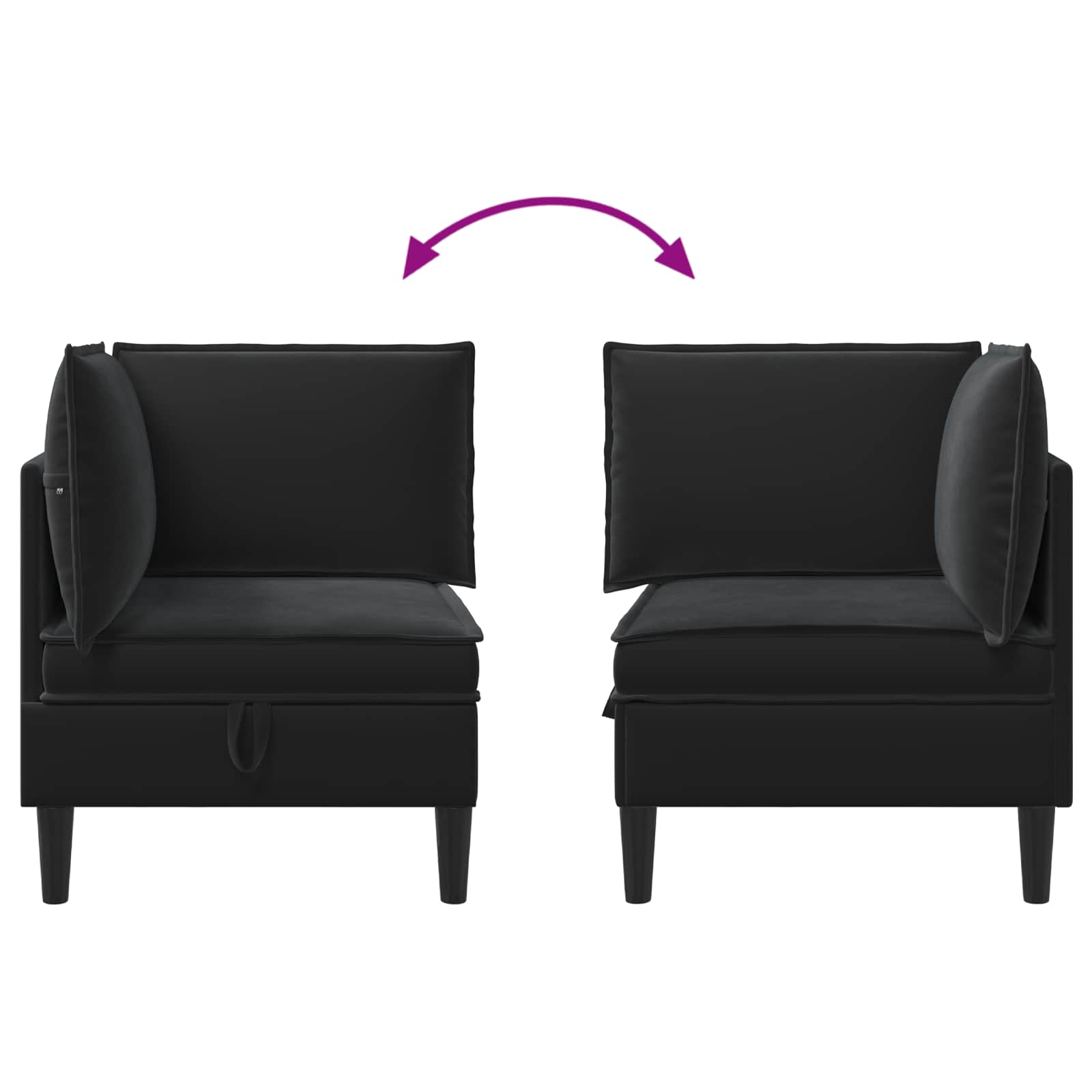 Sofa with Storage Black Velvet
