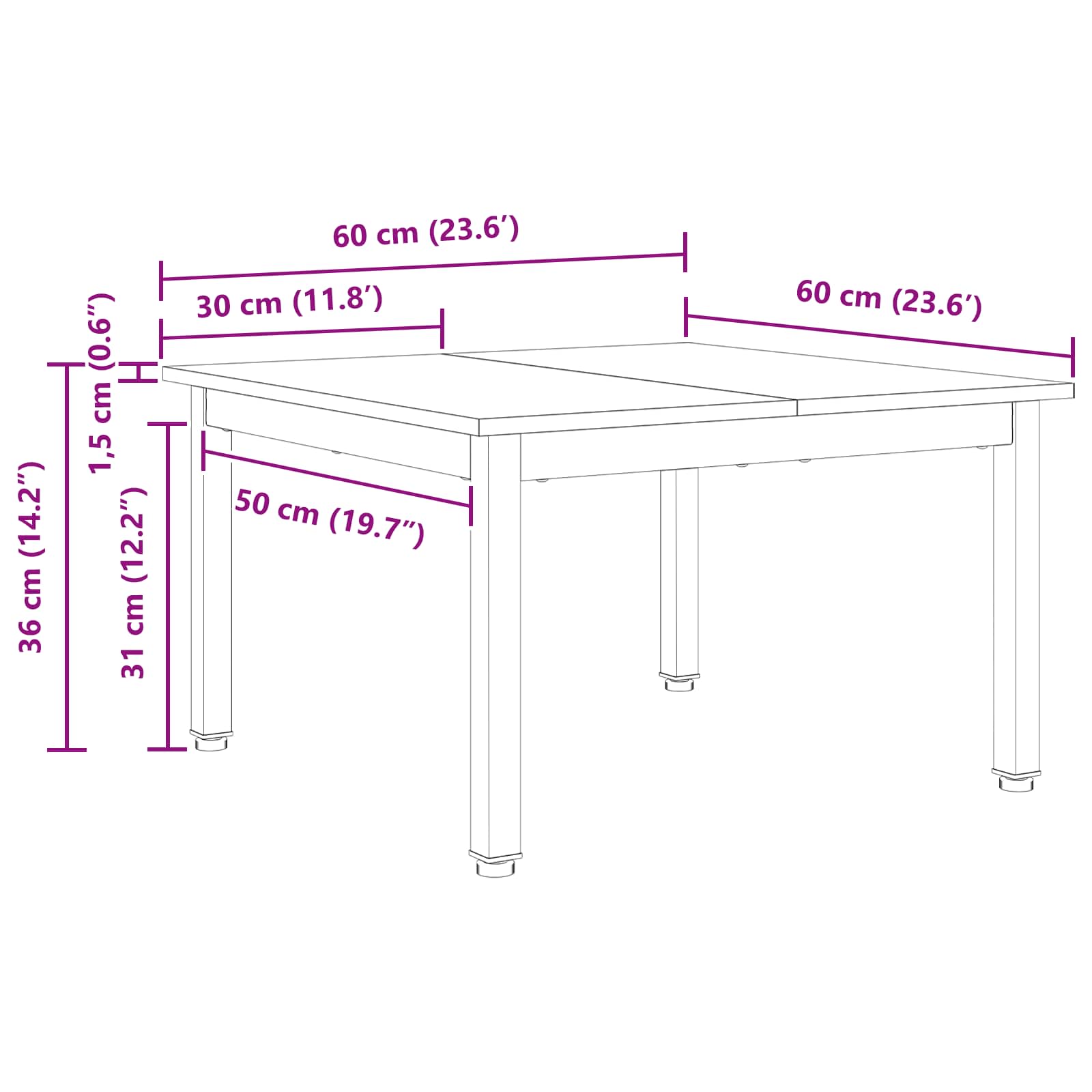 Coffee Table Natural 60 x 60 x 36 cm Solid Pine Wood