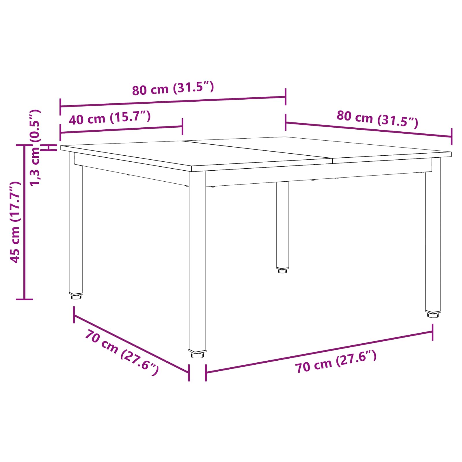 Coffee Table Natural 80 x 80 x 45 cm Solid Pine Wood