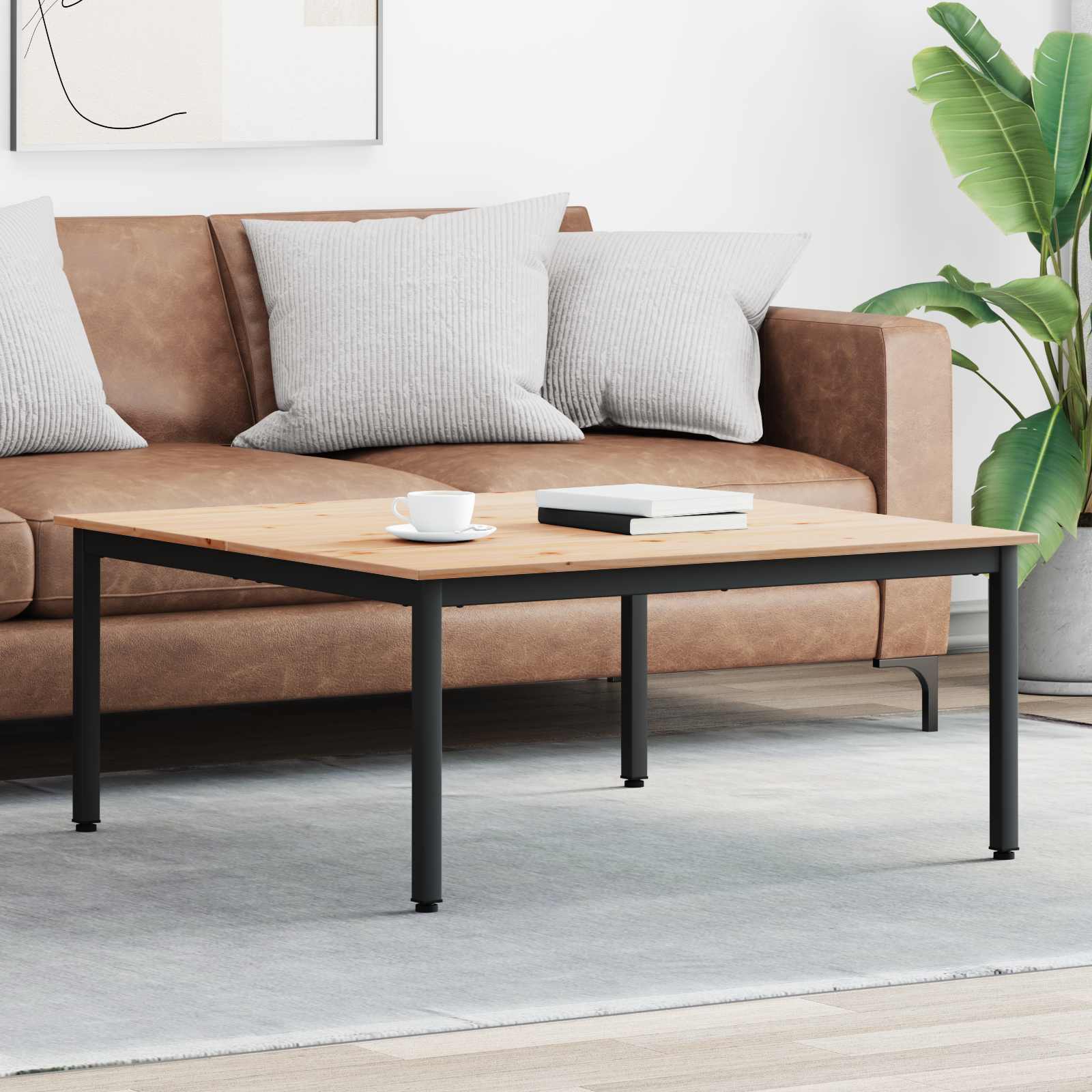 Coffee Table Natural 100 x 100 x 45 cm Solid Pine Wood