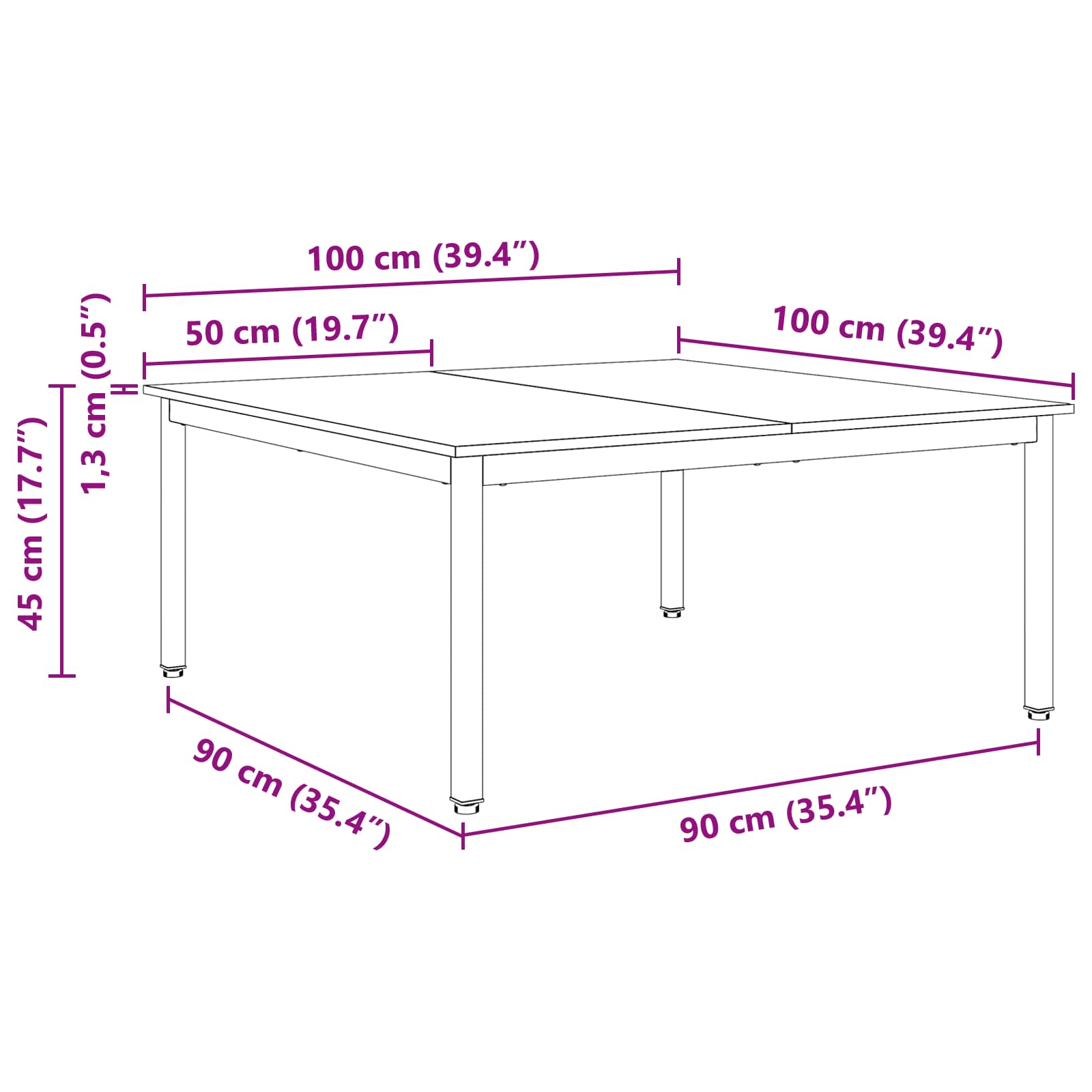 Coffee Table Natural 100 x 100 x 45 cm Solid Pine Wood
