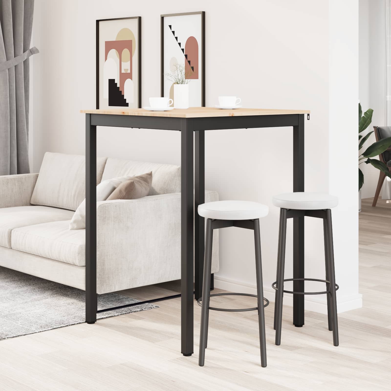 Bar Table 80 x 80 x 105 cm Solid Pine Wood Natural Square