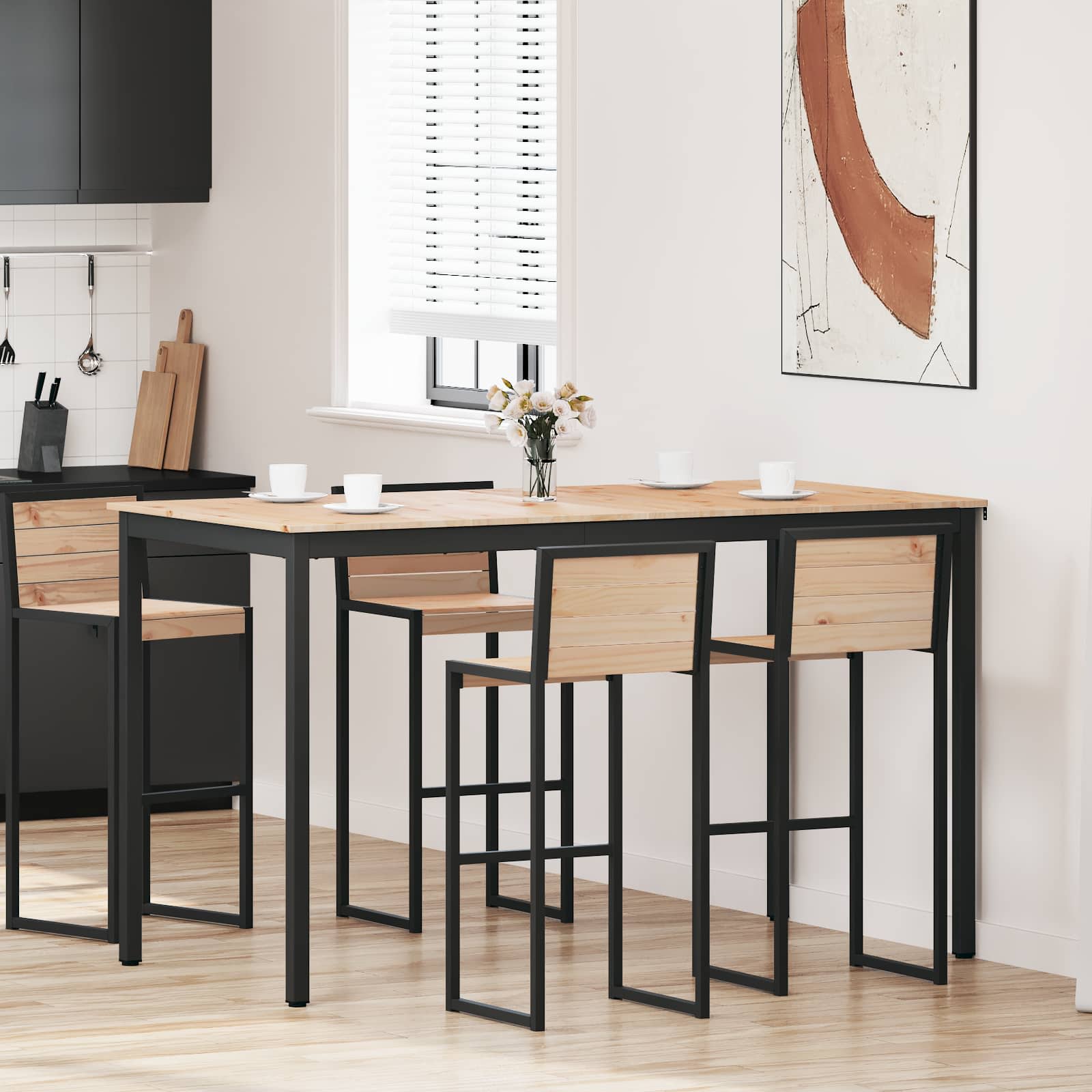 Bar Table Natural 180 x 90 x 105 cm Solid Pine Wood