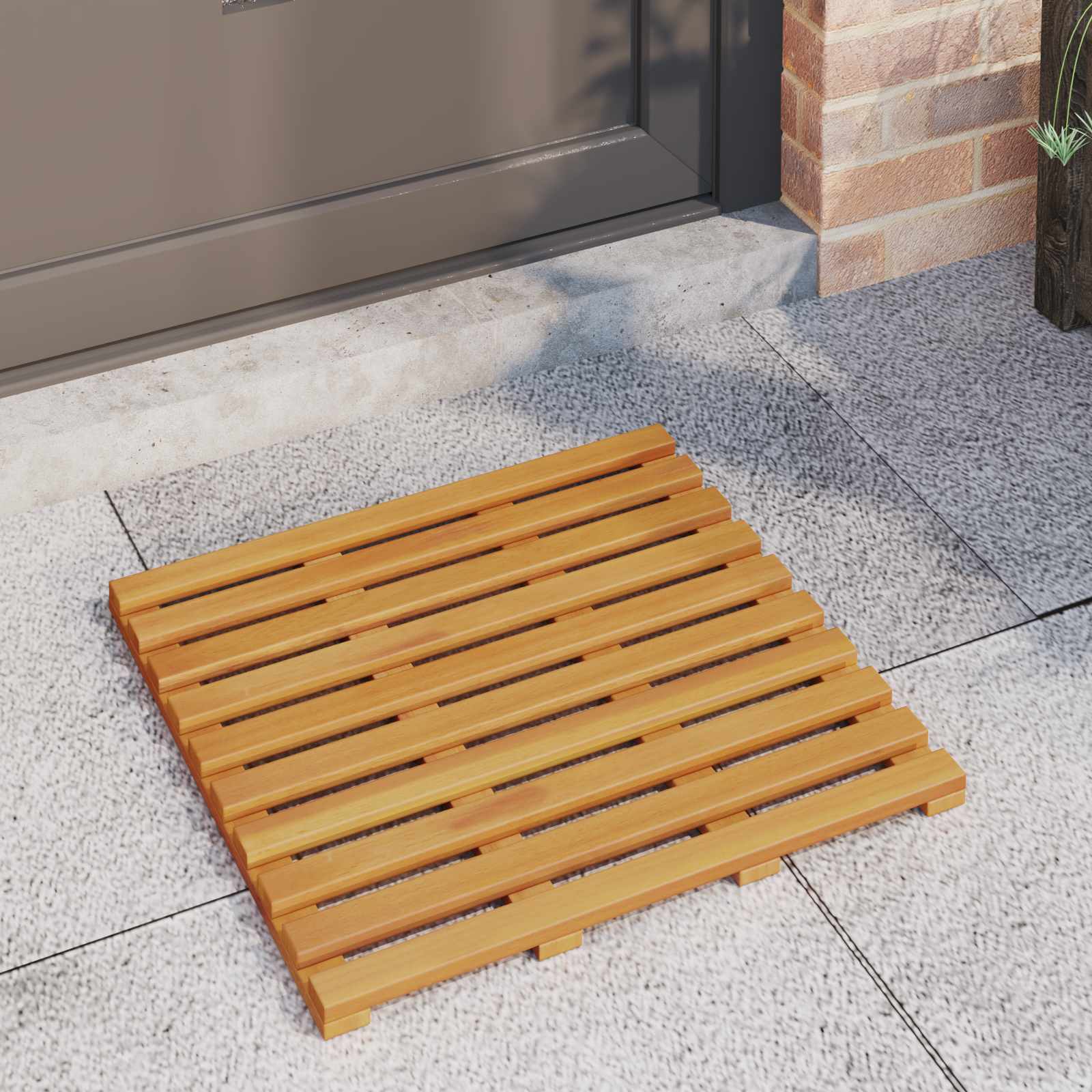 Bath Mat Plain Brown 50 x 48 x 2.5 cm Solid Acacia Wood