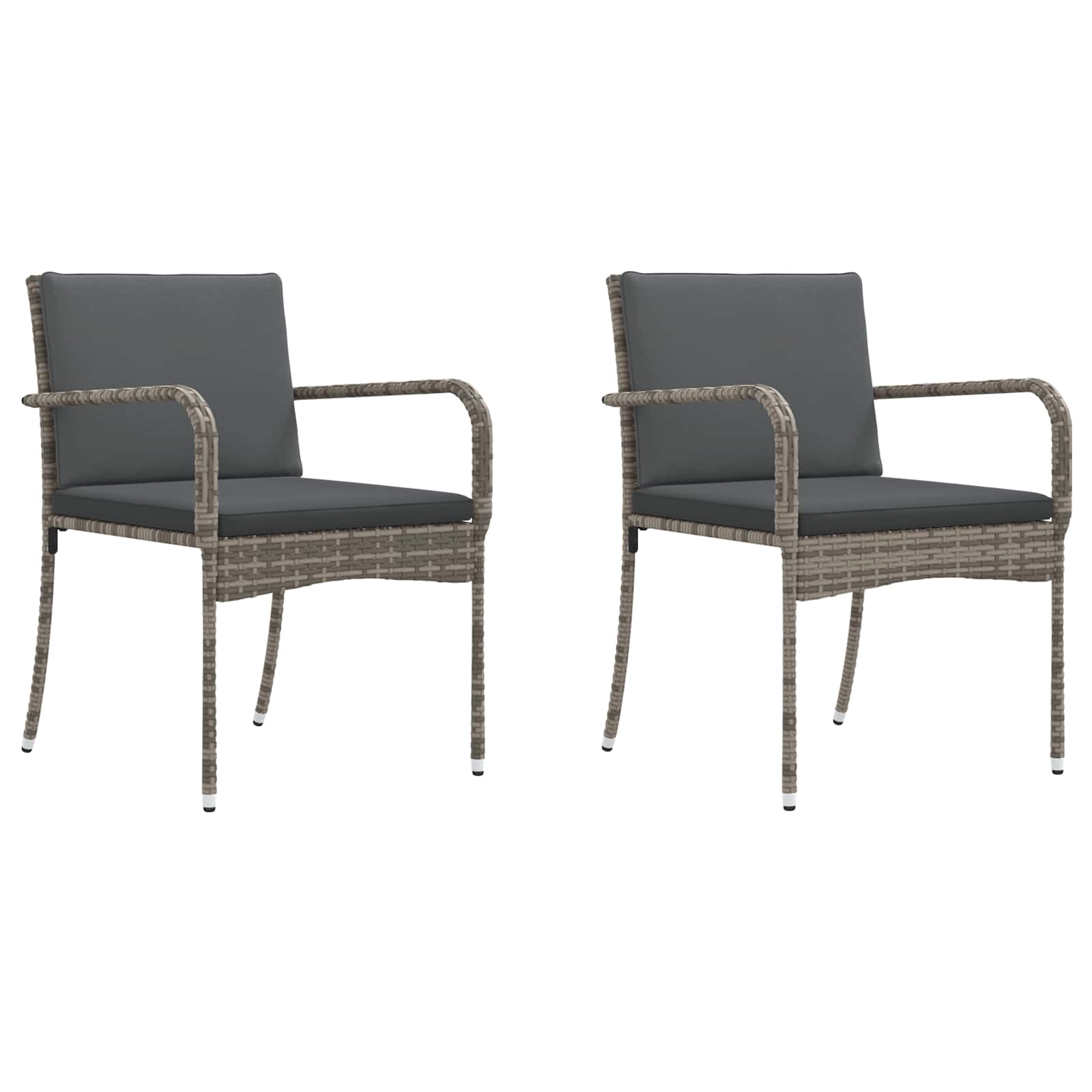 Garden Bistro Set with Cushion 3 pcs Grey Poly Rattan