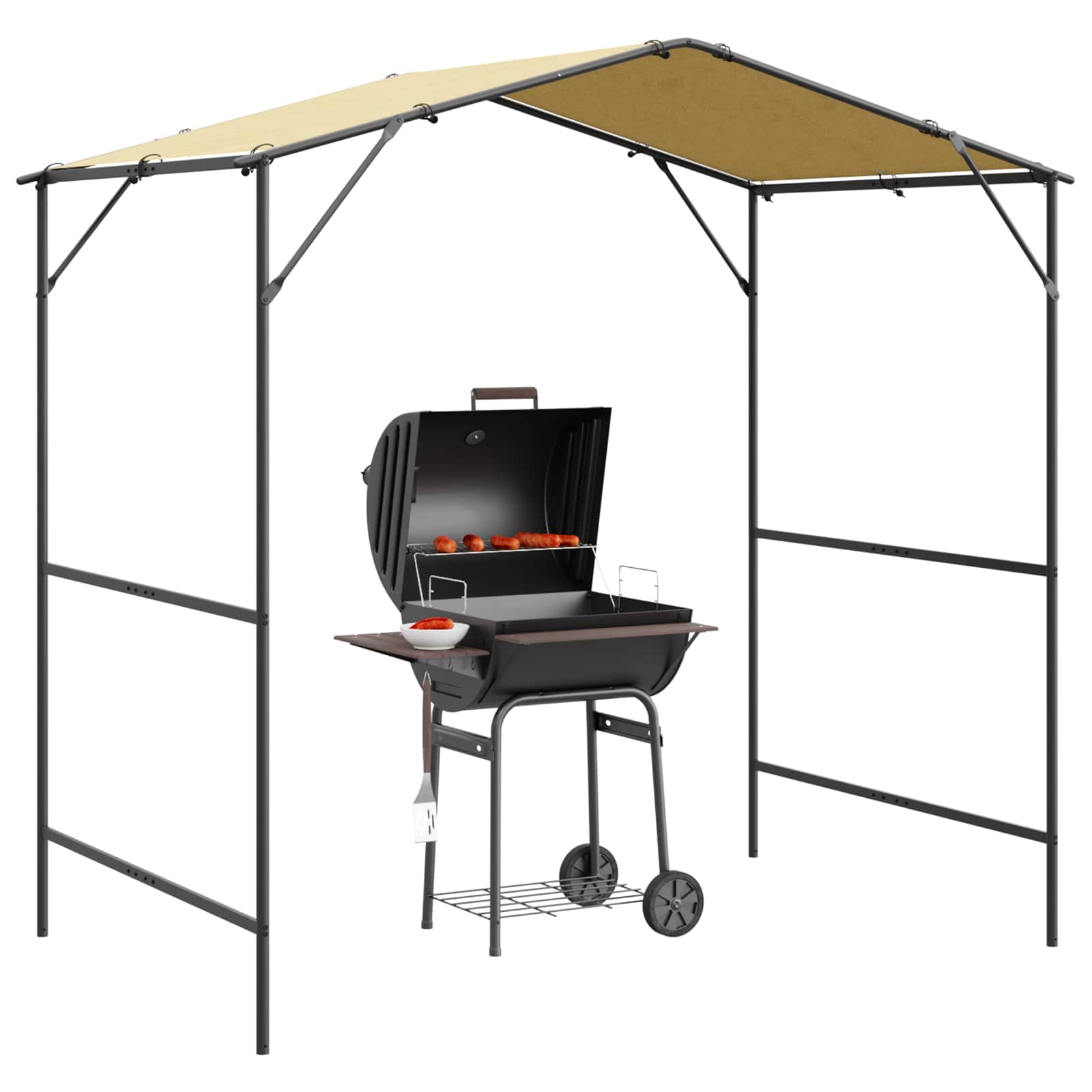 BBQ Gazebo 239.5 x 148 x 233.5 cm Cream