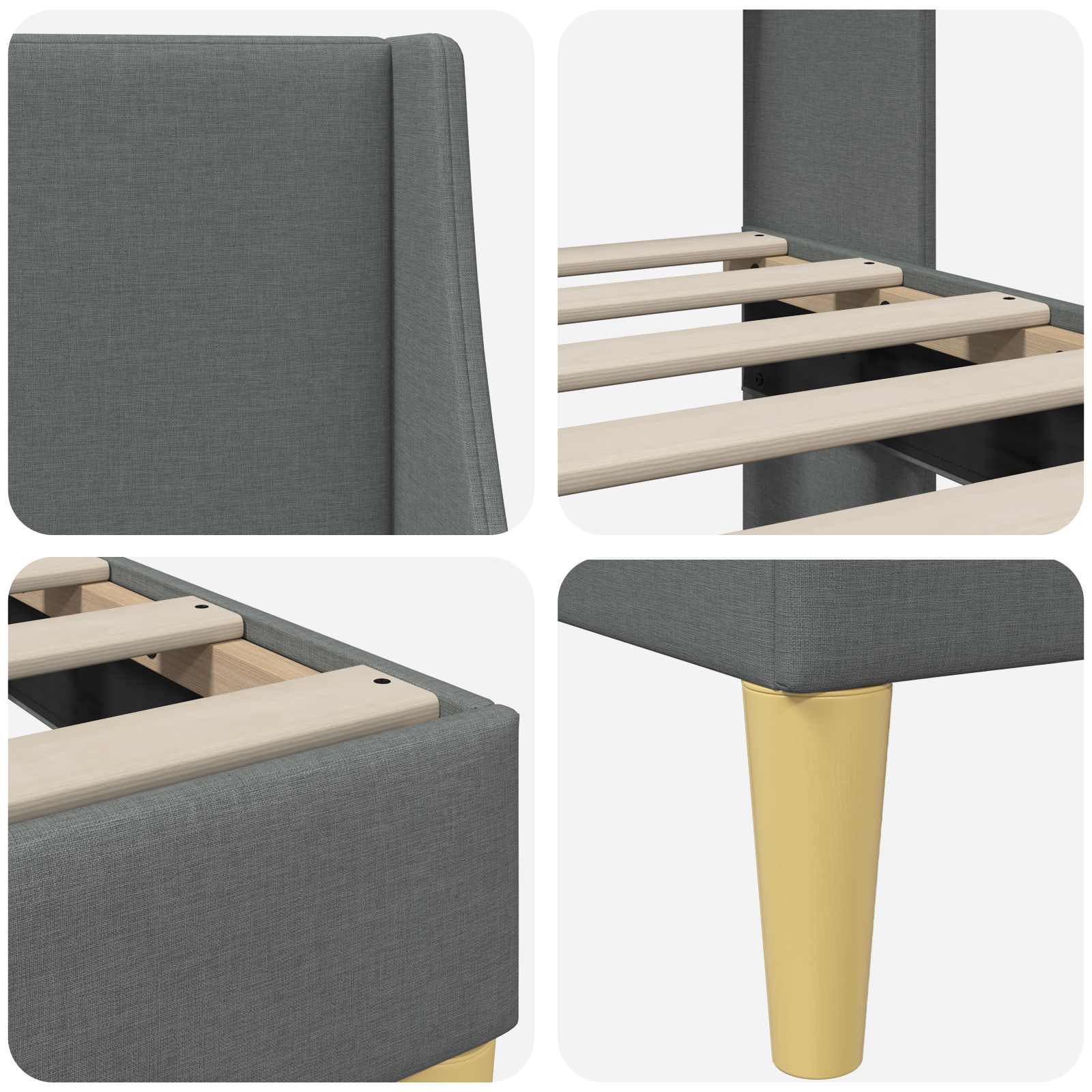 Bed Frame with Headboard Dark Grey 180 x 200 cm Velvet