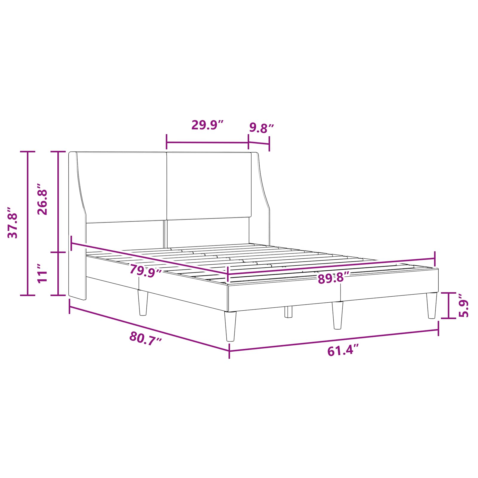 Bed Frame with Headboard Dark Grey Velvet