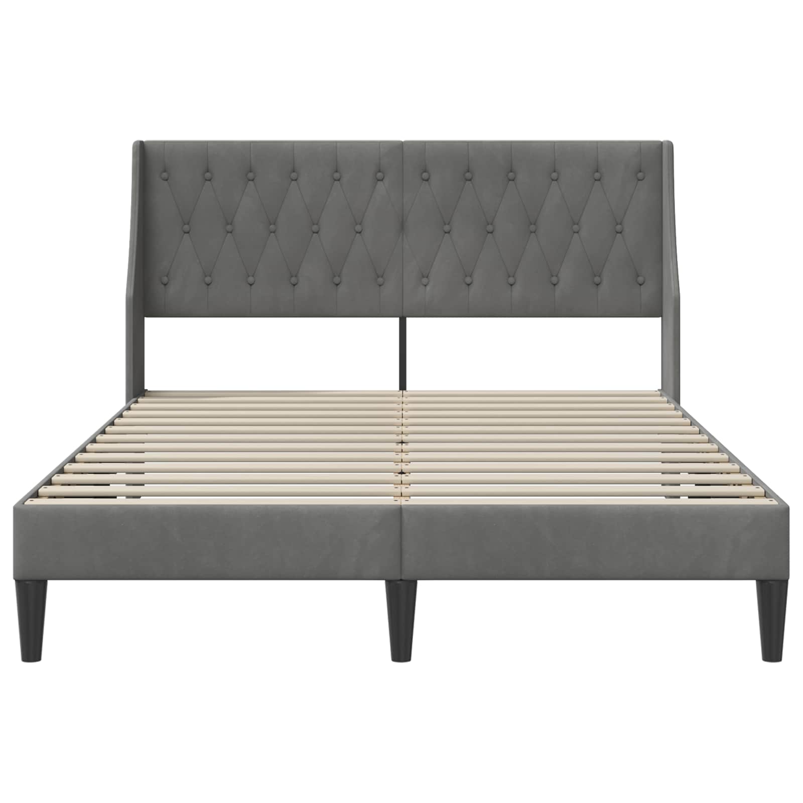 Bed Frame with Headboard Dark Grey Velvet