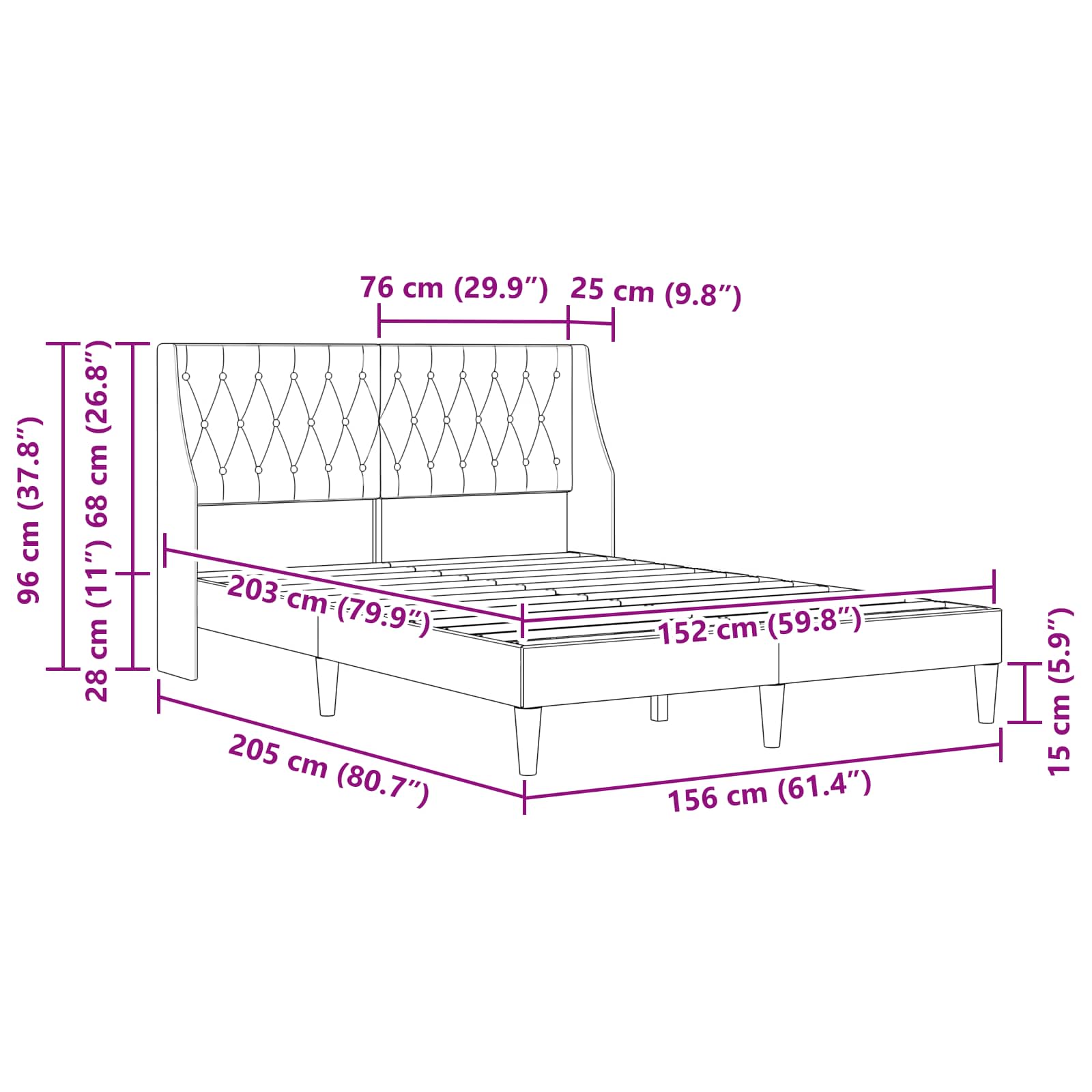 Bed Frame with Headboard Dark Grey Velvet