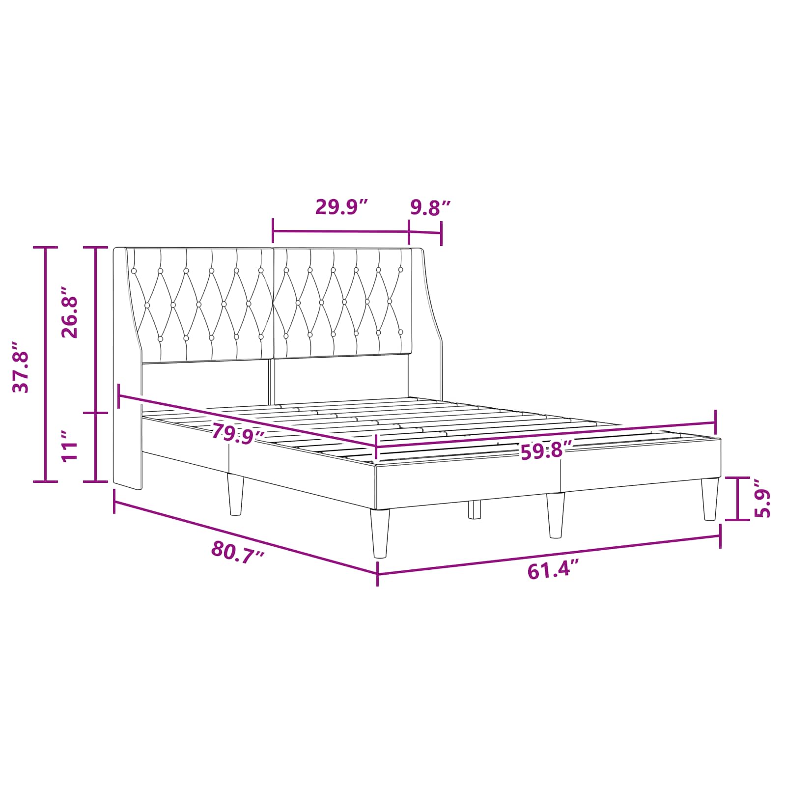 Bed Frame with Headboard Dark Grey Velvet