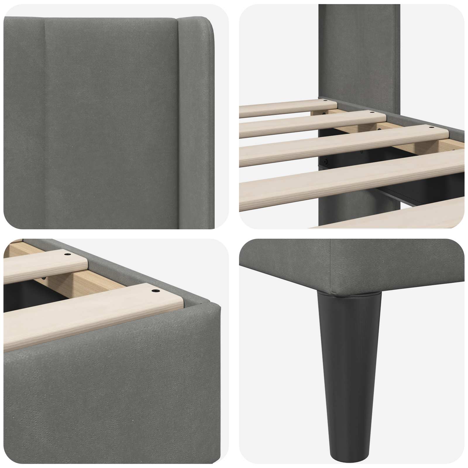 Bed Frame with Headboard Dark Grey 90 x 190 cm Velvet
