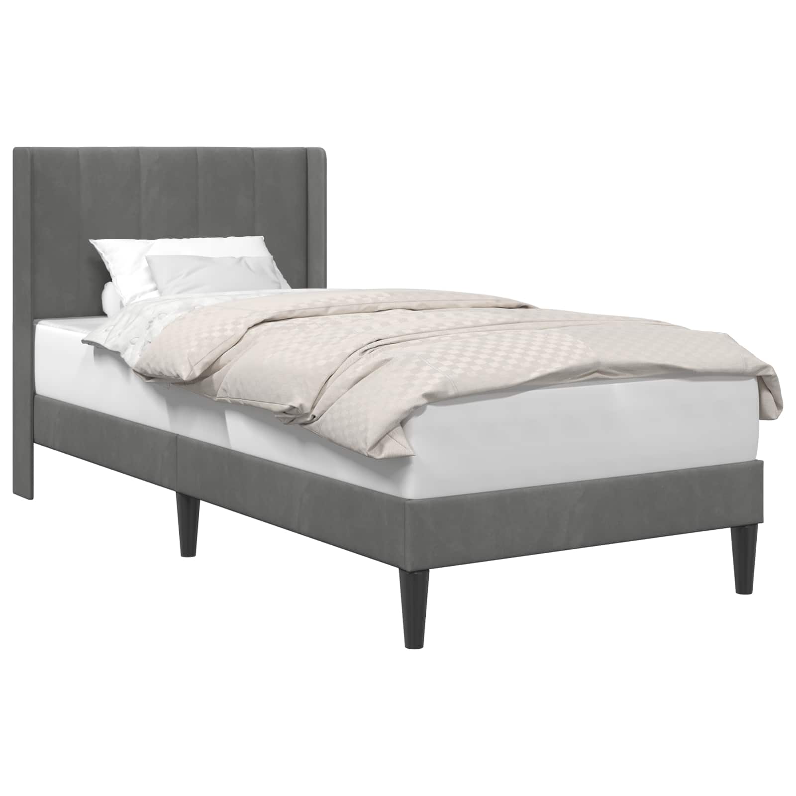 Bed Frame with Headboard Dark Grey 90 x 190 cm Velvet