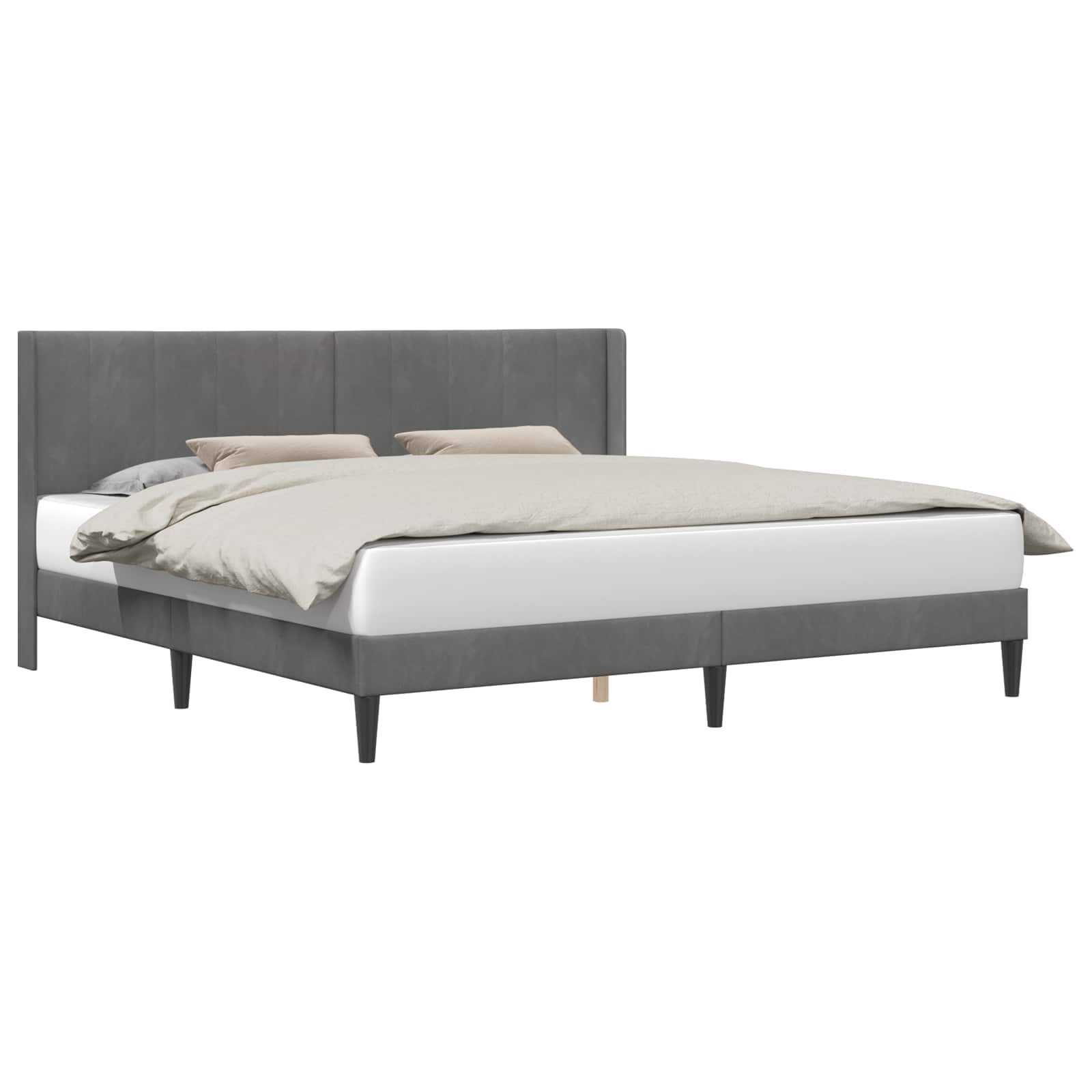 Bed Frame with Headboard Dark Grey 180 x 200 cm Velvet