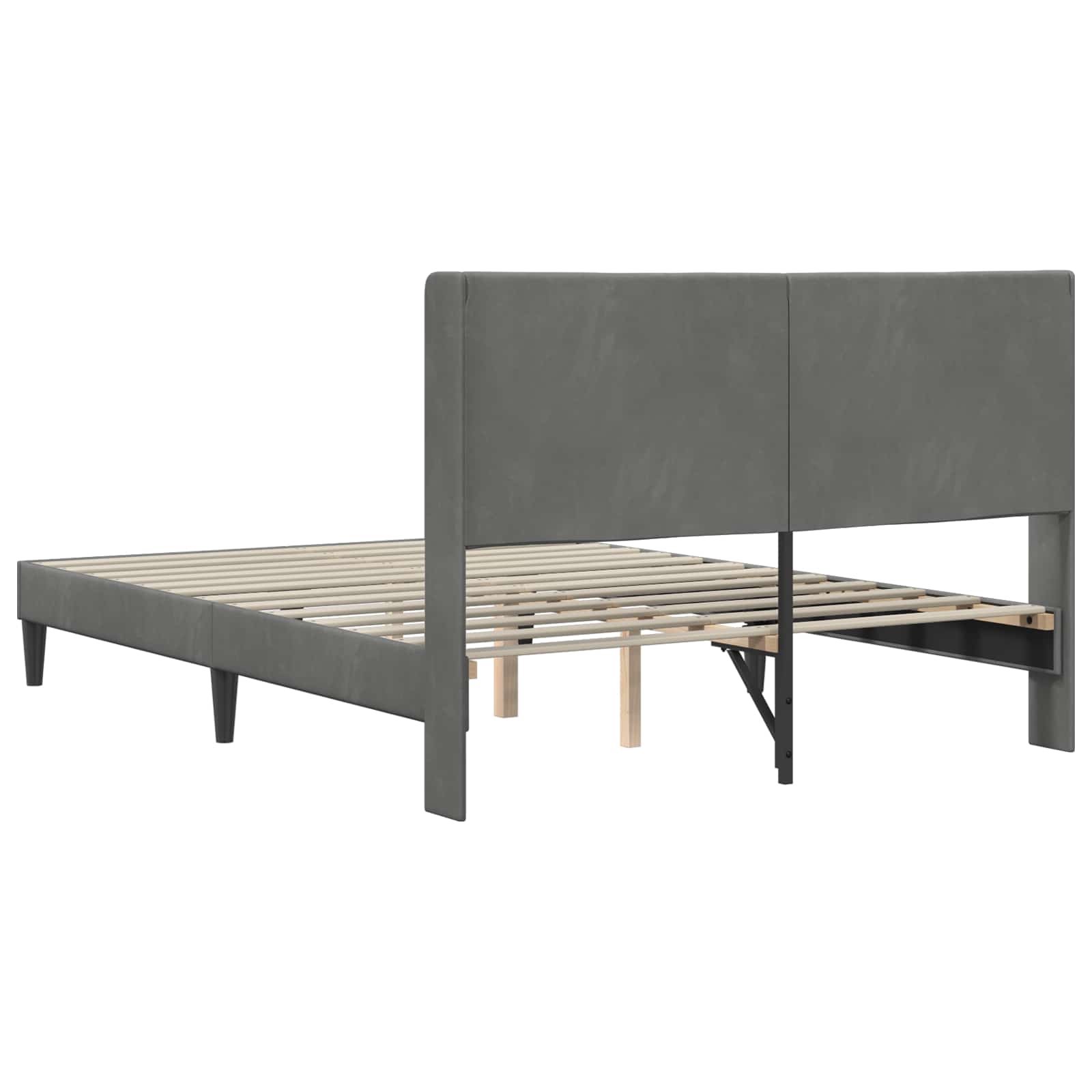 Bed Frame with Headboard Dark Grey Velvet