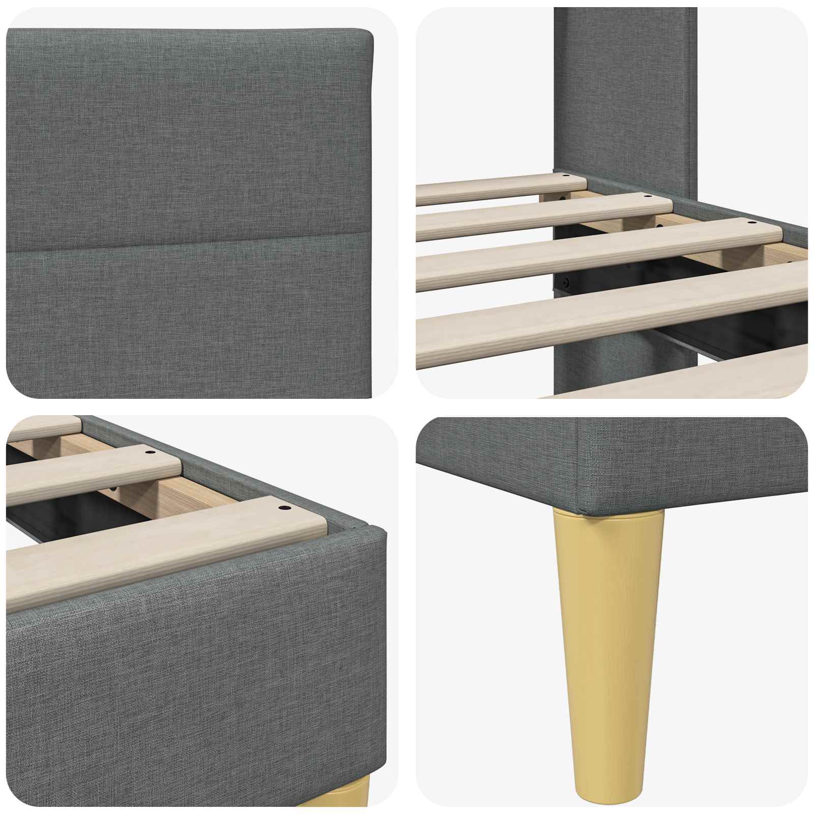Bed Frame with Headboard Dark Grey 180 x 200 cm Fabric