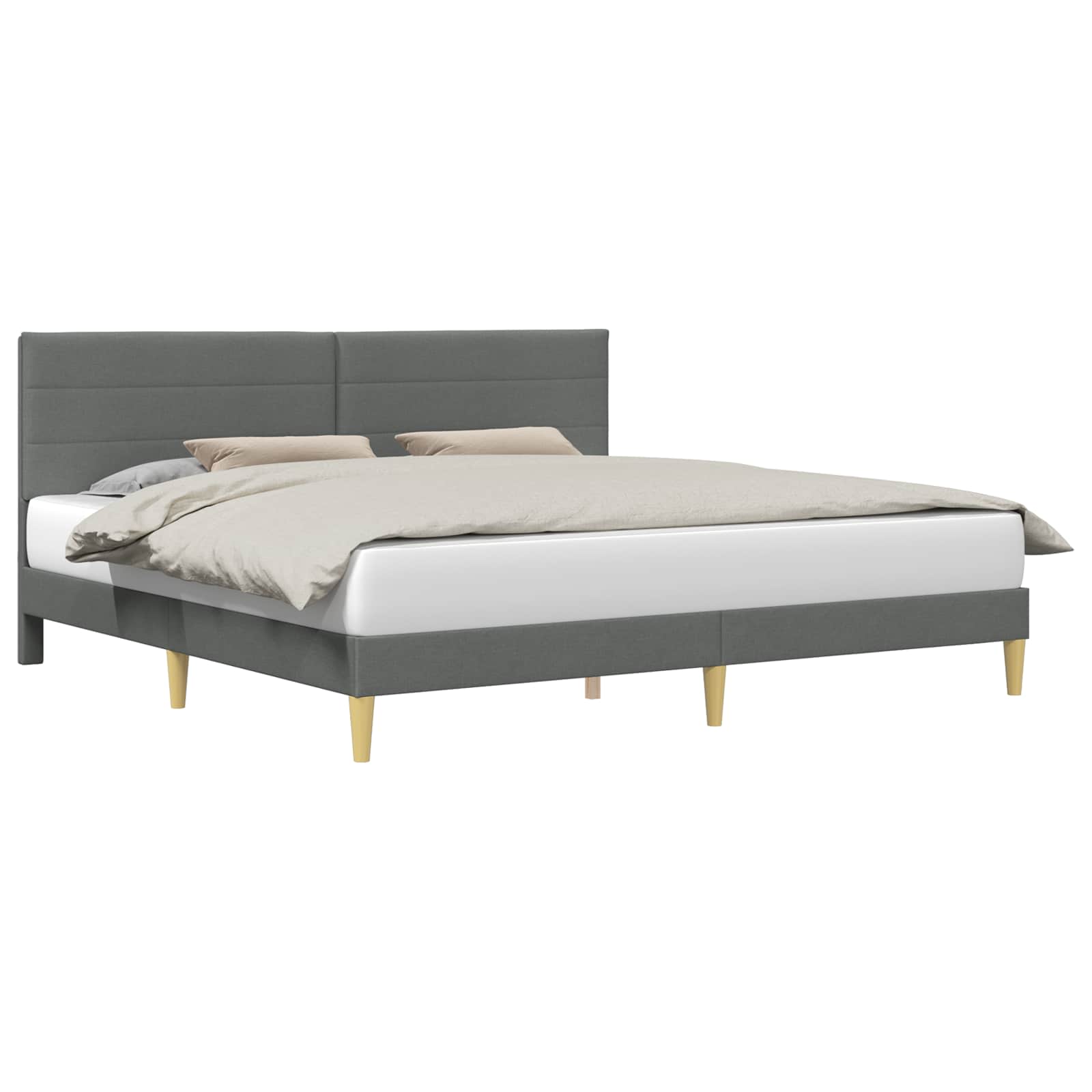Bed Frame with Headboard Dark Grey 180 x 200 cm Fabric
