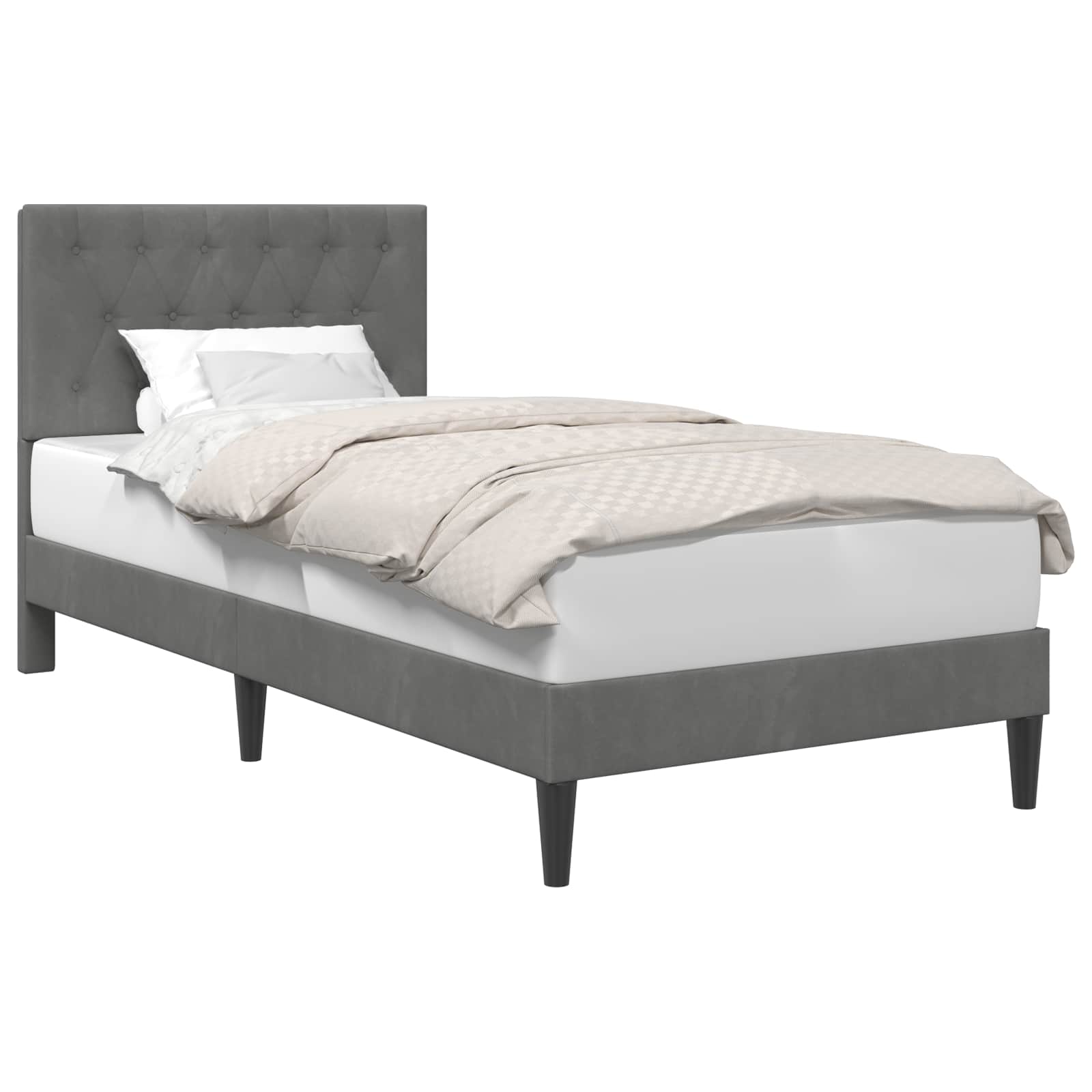 Bed Frame with Headboard Dark Grey 90 x 190 cm Velvet