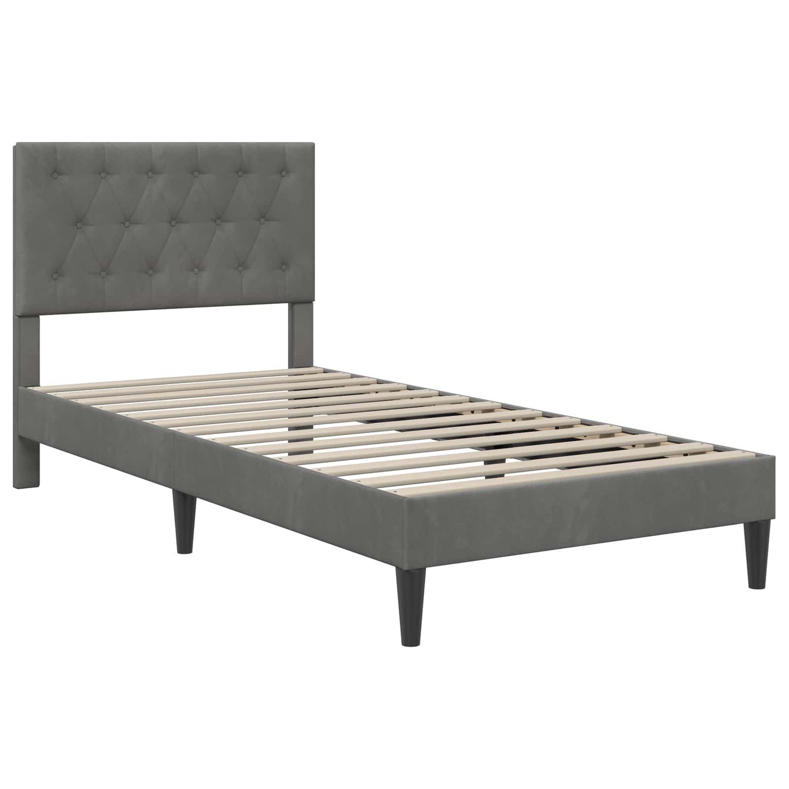 Bed Frame with Headboard Dark Grey 90 x 190 cm Velvet