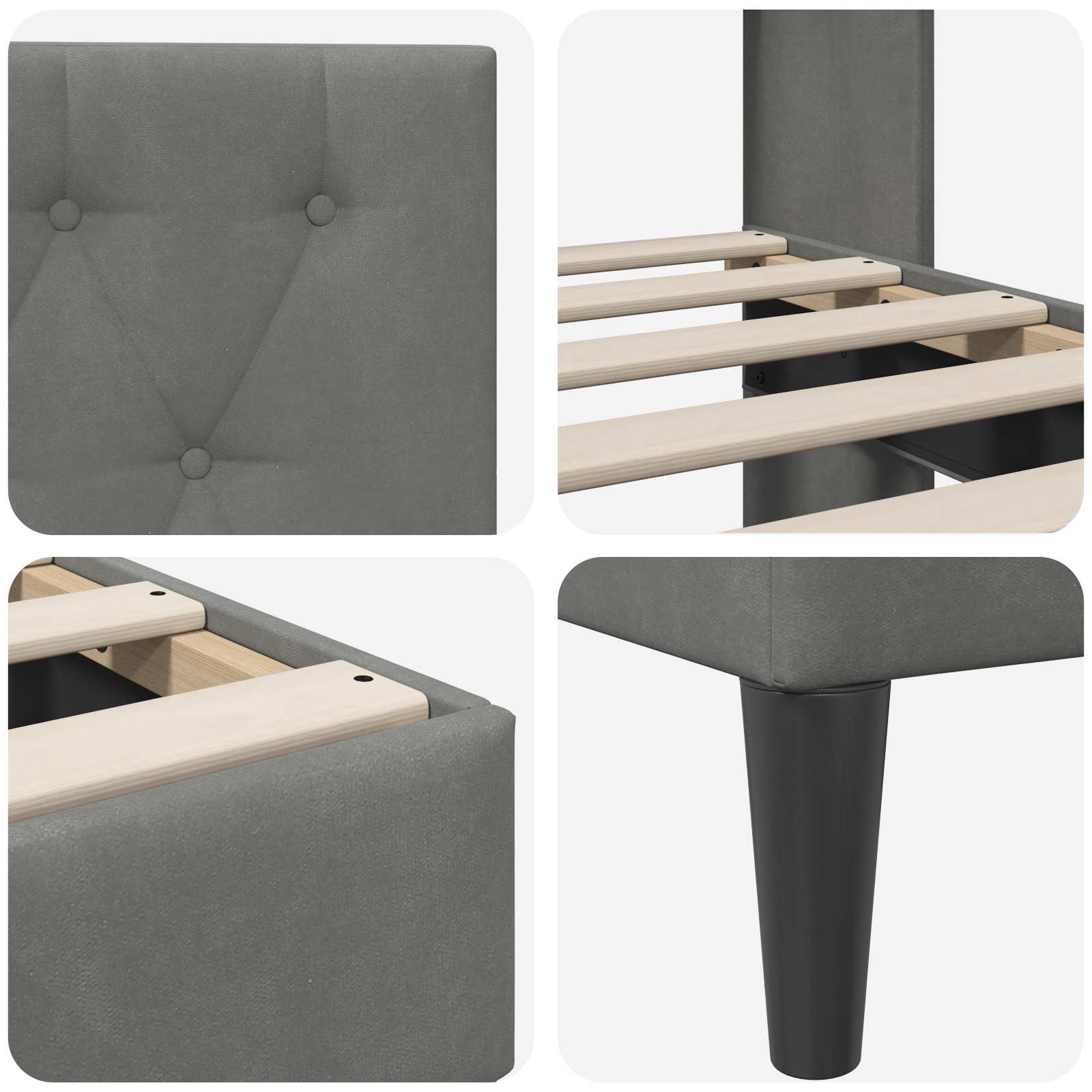 Bed Frame with Headboard Dark Grey 180 x 200 cm Velvet