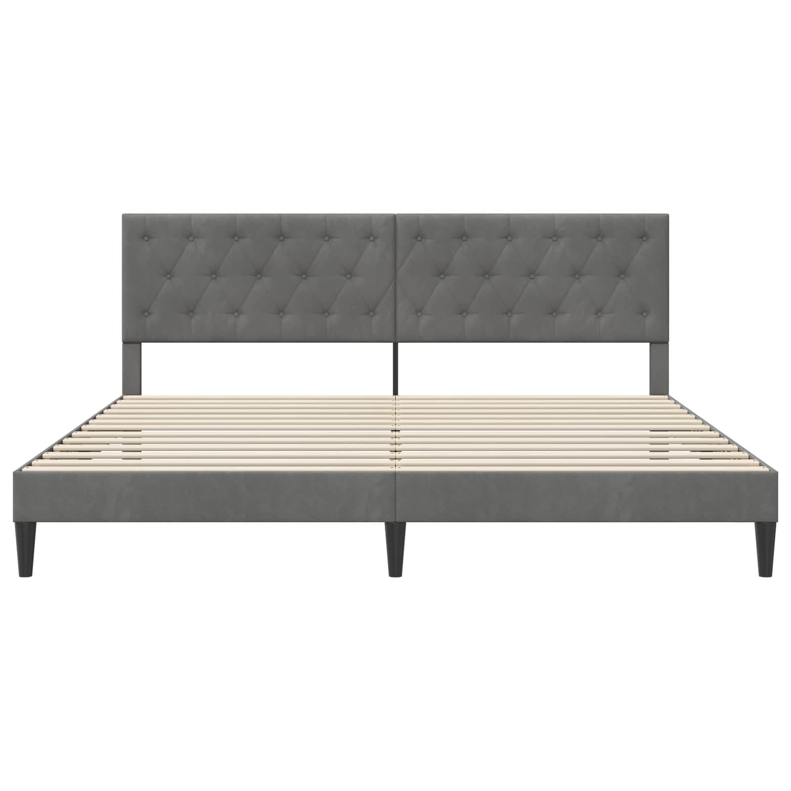 Bed Frame with Headboard Dark Grey 180 x 200 cm Velvet