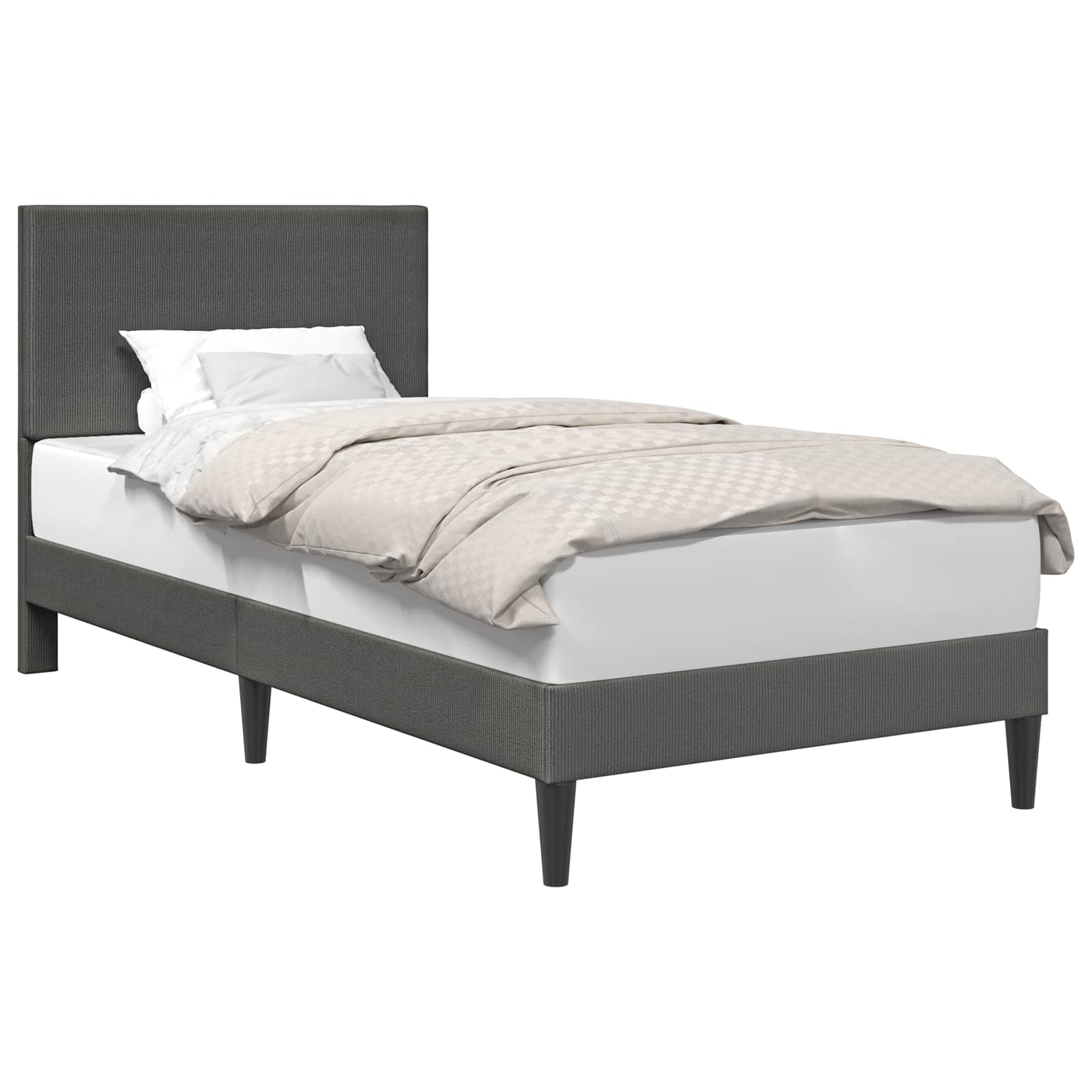 Bed Frame with Headboard Dark Grey 90 x 190 cm Corduroy Fabric