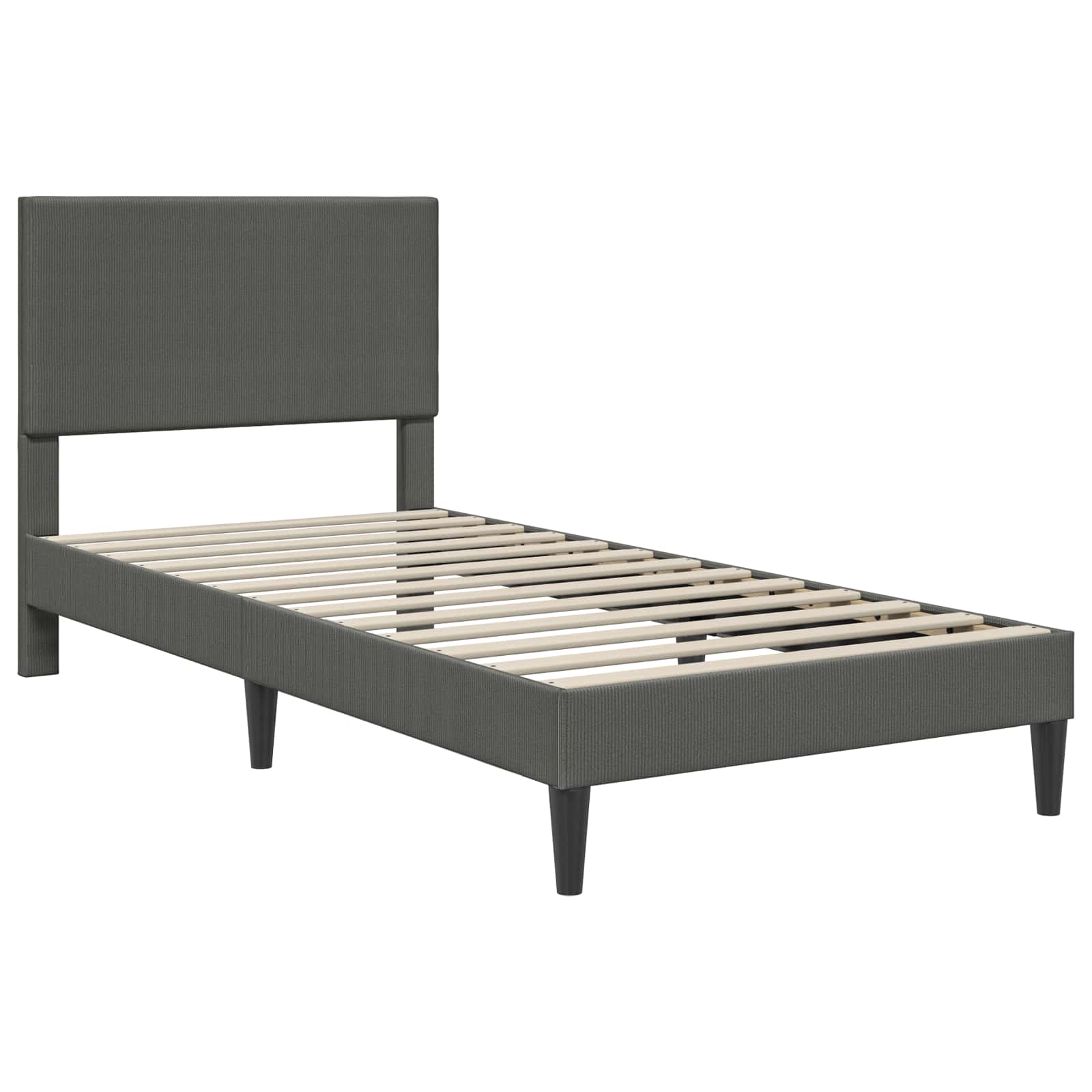 Bed Frame with Headboard Dark Grey 90 x 190 cm Corduroy Fabric