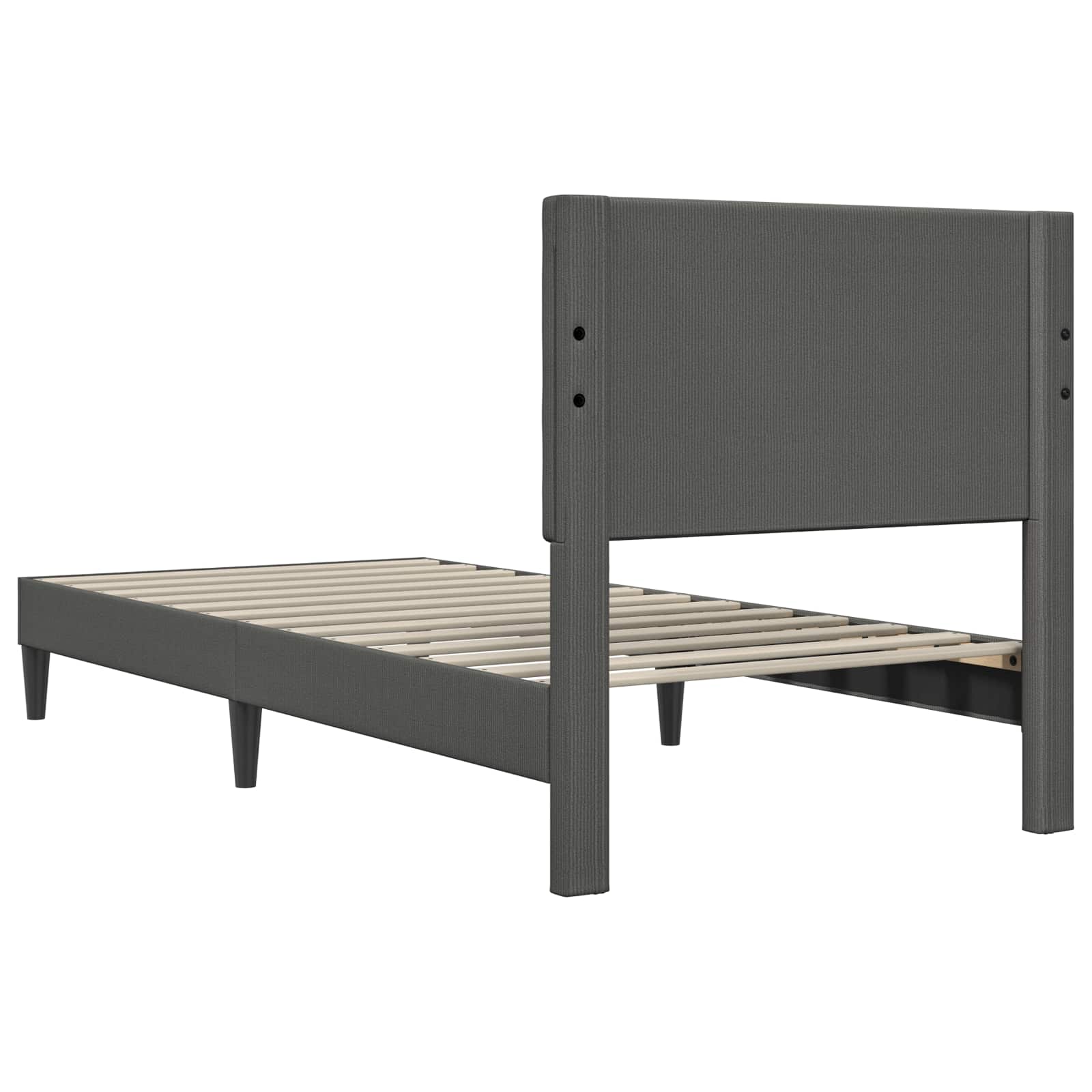 Bed Frame with Headboard Dark Grey 90 x 190 cm Corduroy Fabric