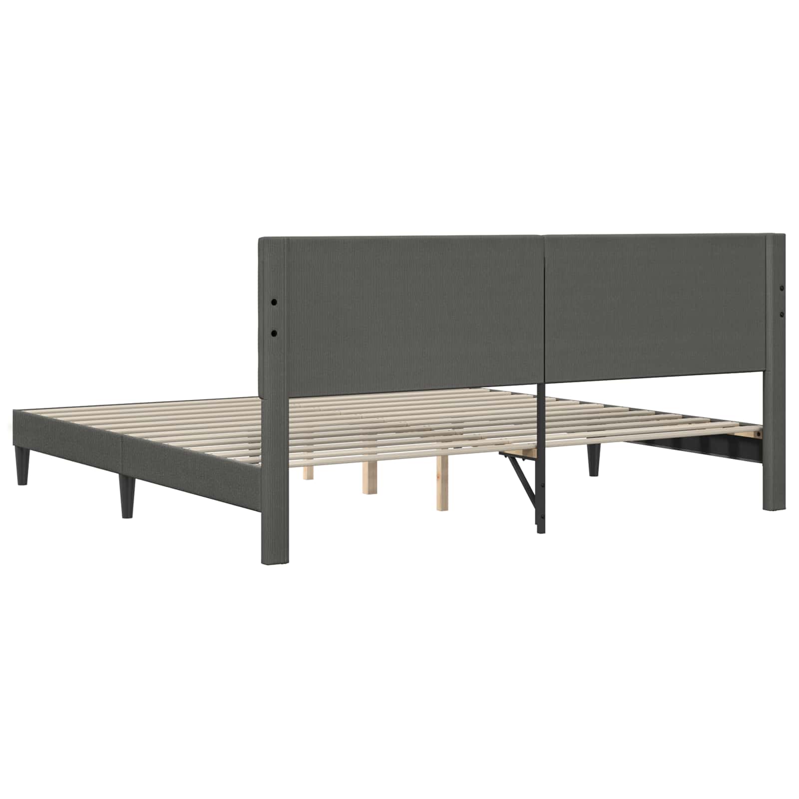 Bed Frame with Headboard Dark Grey 180 x 200 cm Corduroy Fabric
