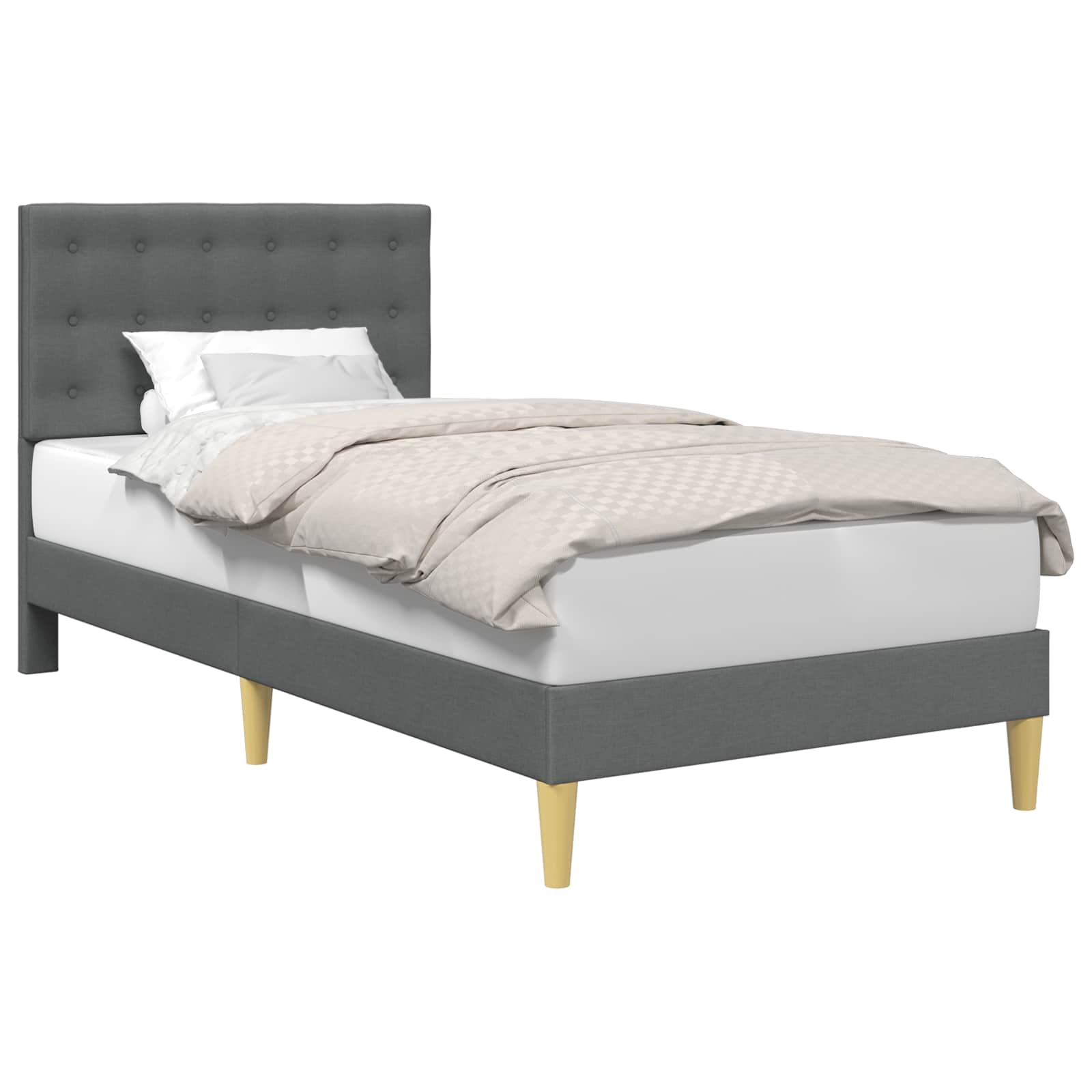 Bed Frame with Headboard Dark Grey 90 x 190 cm Fabric