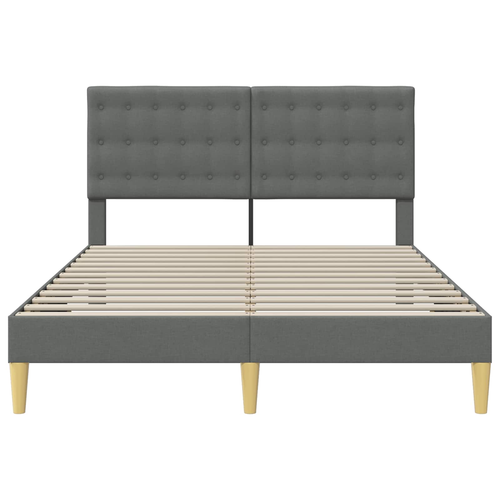 Bed Frame with Headboard Dark Grey Fabric