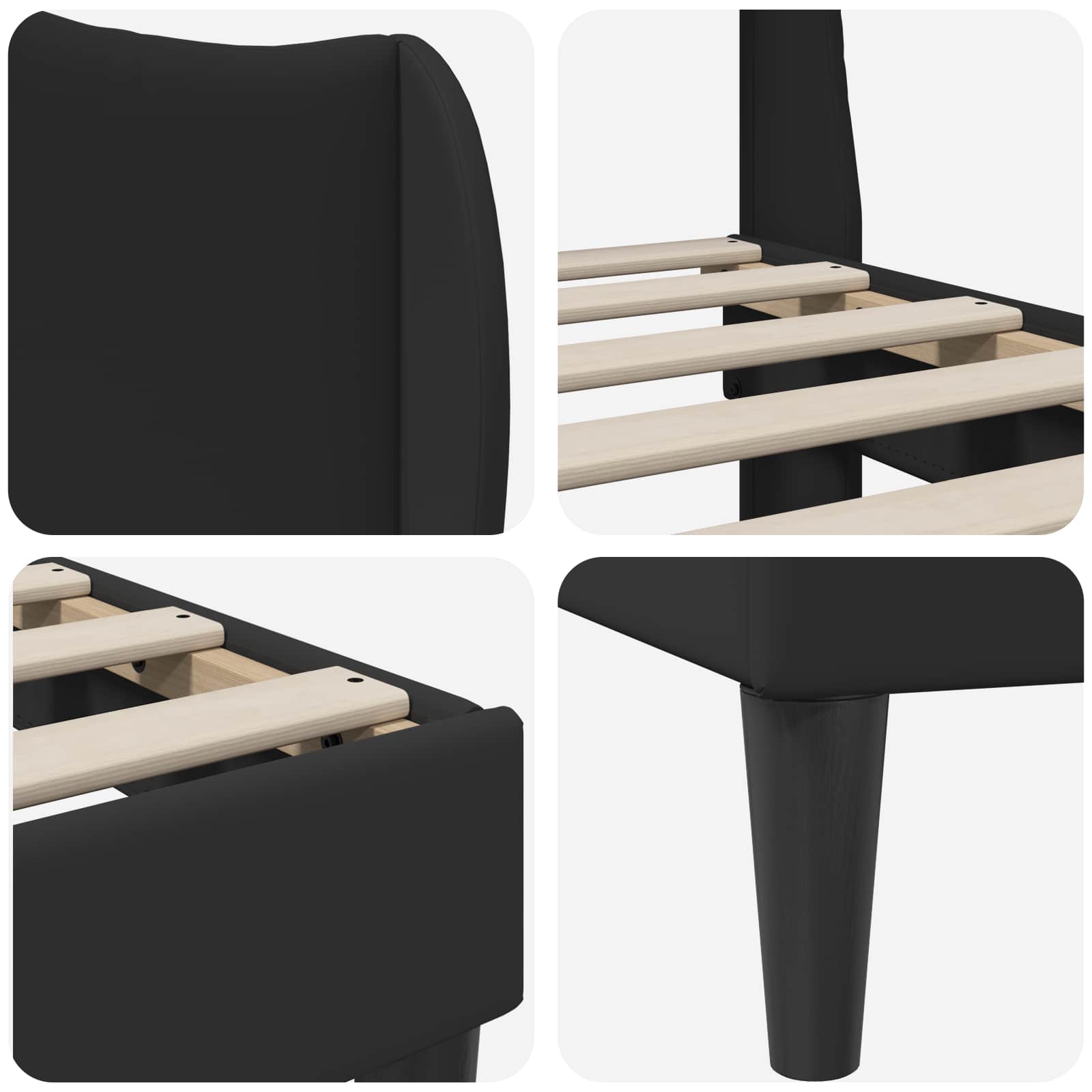 Bed Frame with Headboard Black 180 x 200 cm Faux Leather