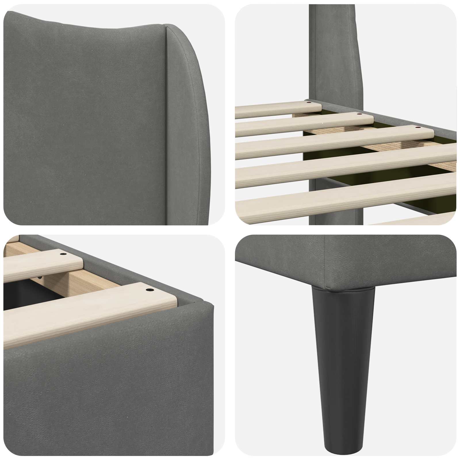 Bed Frame with Headboard Dark Grey 90 x 190 cm Velvet