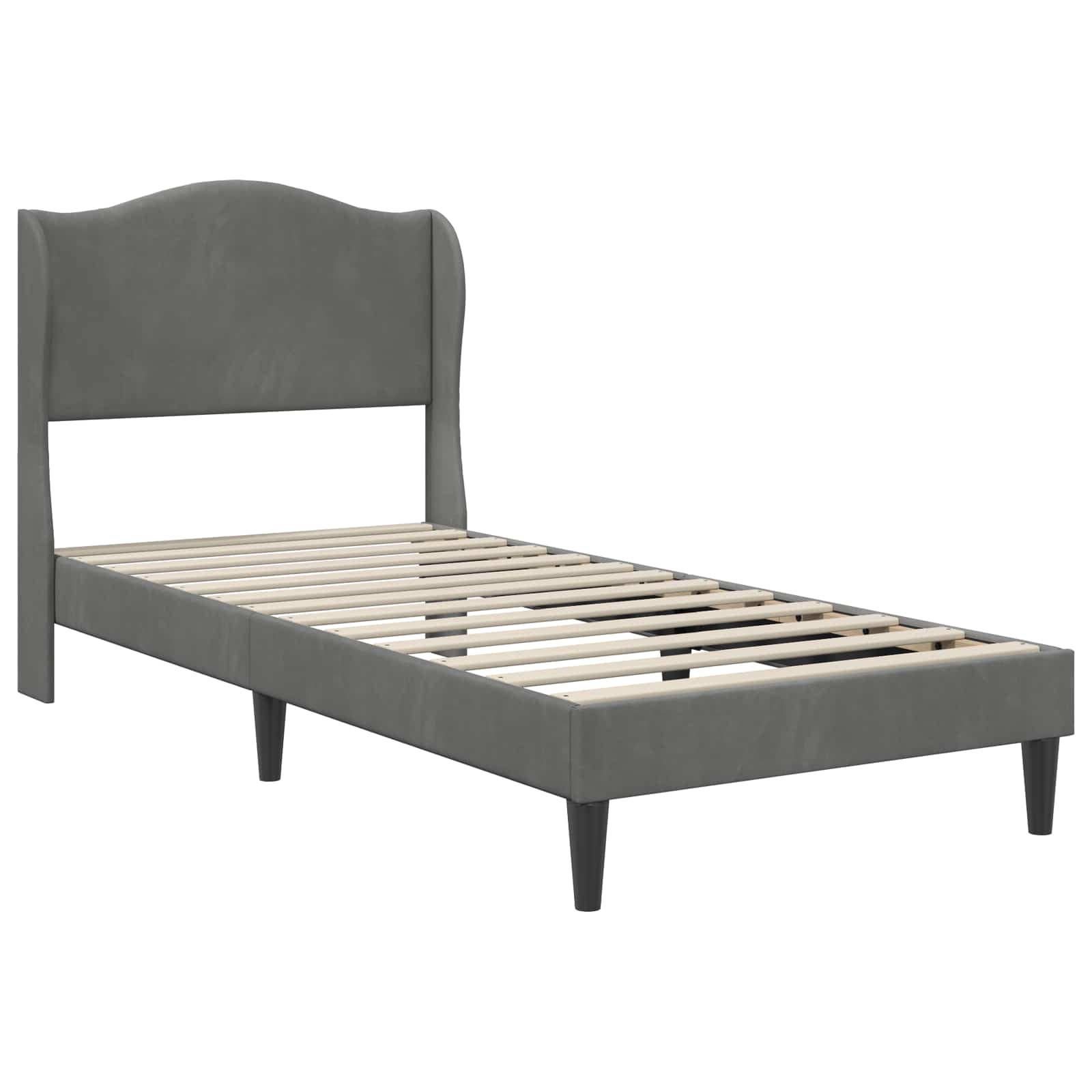Bed Frame with Headboard Dark Grey 90 x 190 cm Velvet